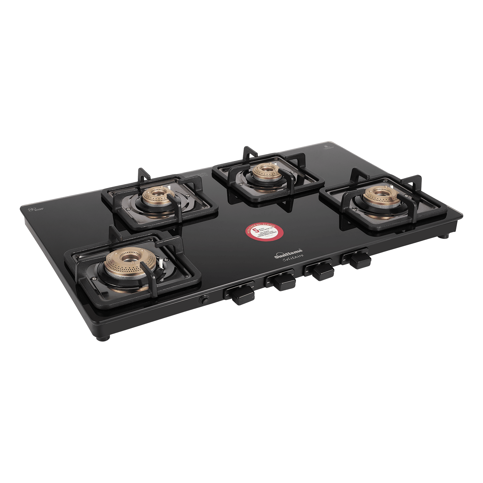 Sunflame SOLITAIRE Toughened Glass Top 4 Burner Automatic Gas Stove (ISI Certified, Black)_4