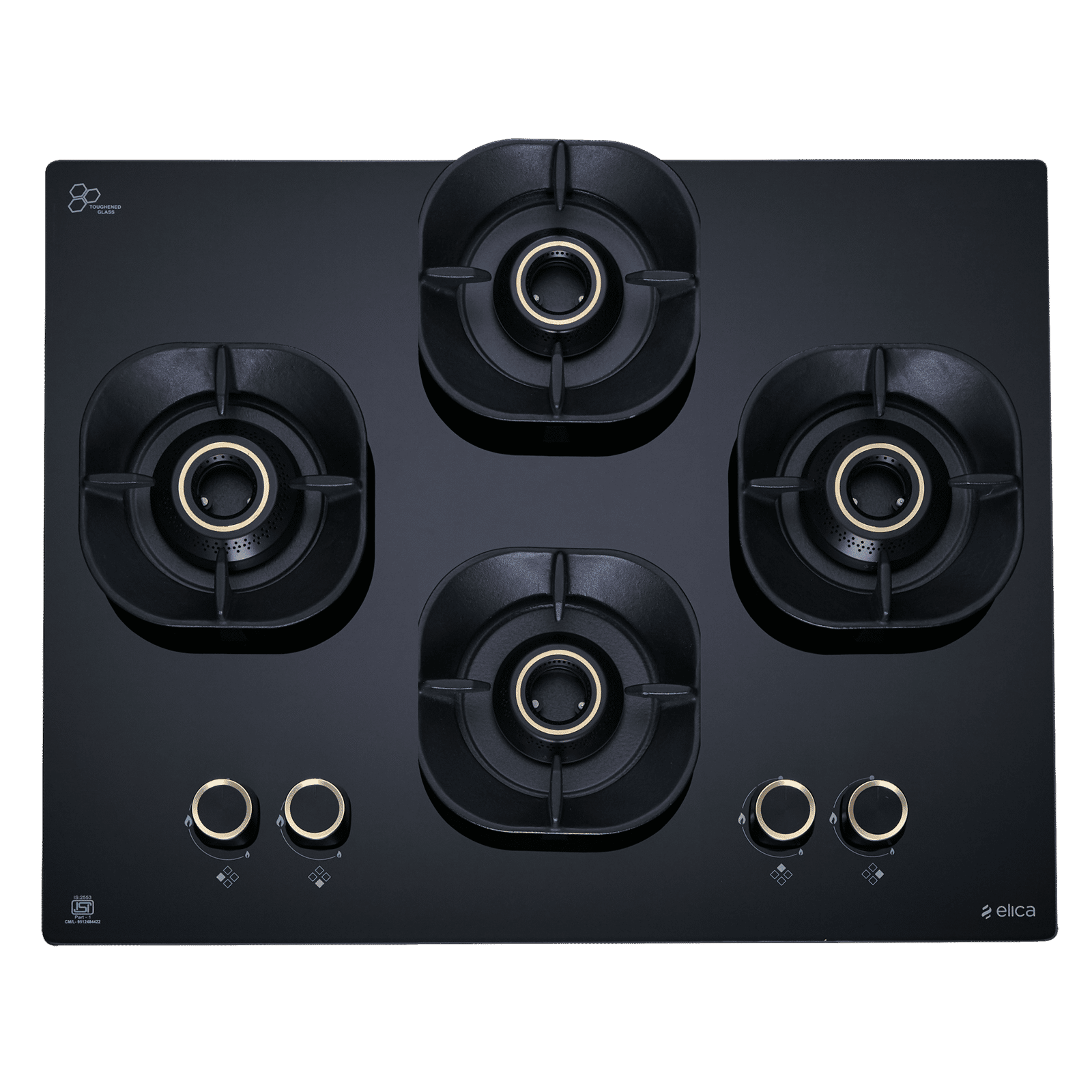 elica CROWN FLEXI 460 LOTUS IND HD BRASS Toughened Glass Top 4 Burner Automatic Hob (Multi Flame Burners, Black Glass) elica CROWN FLEXI 460 LOTUS IND HD BRASS Toughened Glass Top 4 Burner Automatic Hob (Multi Flame Burners, Black Glass)_6