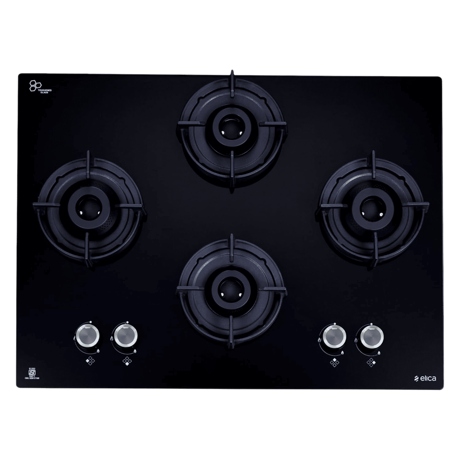 elica CROWN FLEXI 470 LOTUS IND HD BRASS Toughened Glass Top 4 Burner Automatic Hob (Round Metallic Knobs, Black)_4