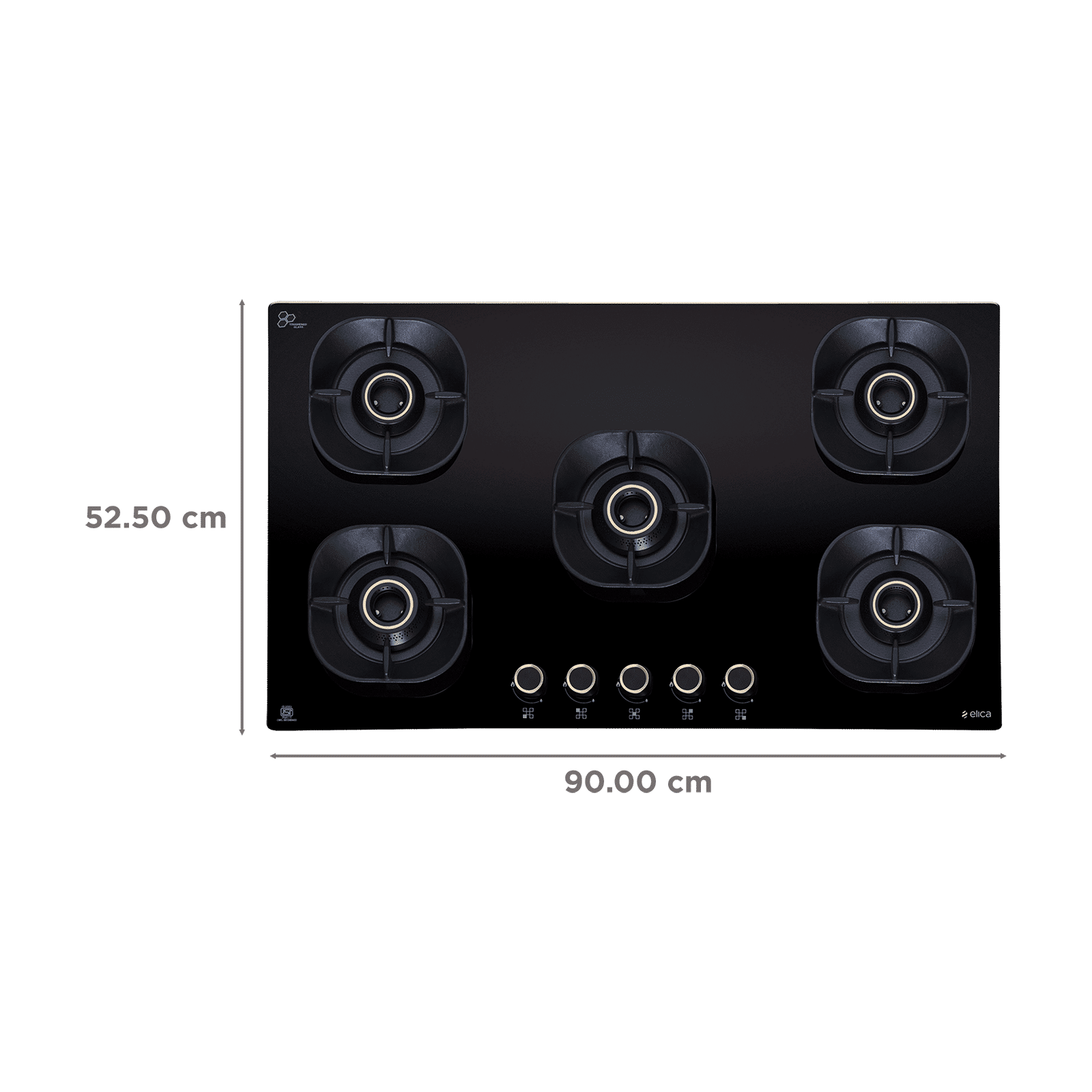 elica CROWN FLEXI 590 LOTUS IND HD BRASS Toughened Glass Top 5 Burner Automatic Hob (Multi Flame Burners, Black Glass) elica CROWN FLEXI 590 LOTUS IND HD BRASS Toughened Glass Top 5 Burner Automatic Hob (Multi Flame Burners, Black Glass)_2