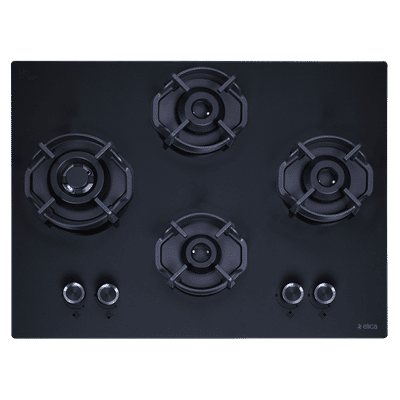 Elica MATT FLEXI HEXA LOTUS IND HD BRASS SERIES Toughened Glass Top 4 Burner Automatic Hob (Multi-Flame Burners, Black)