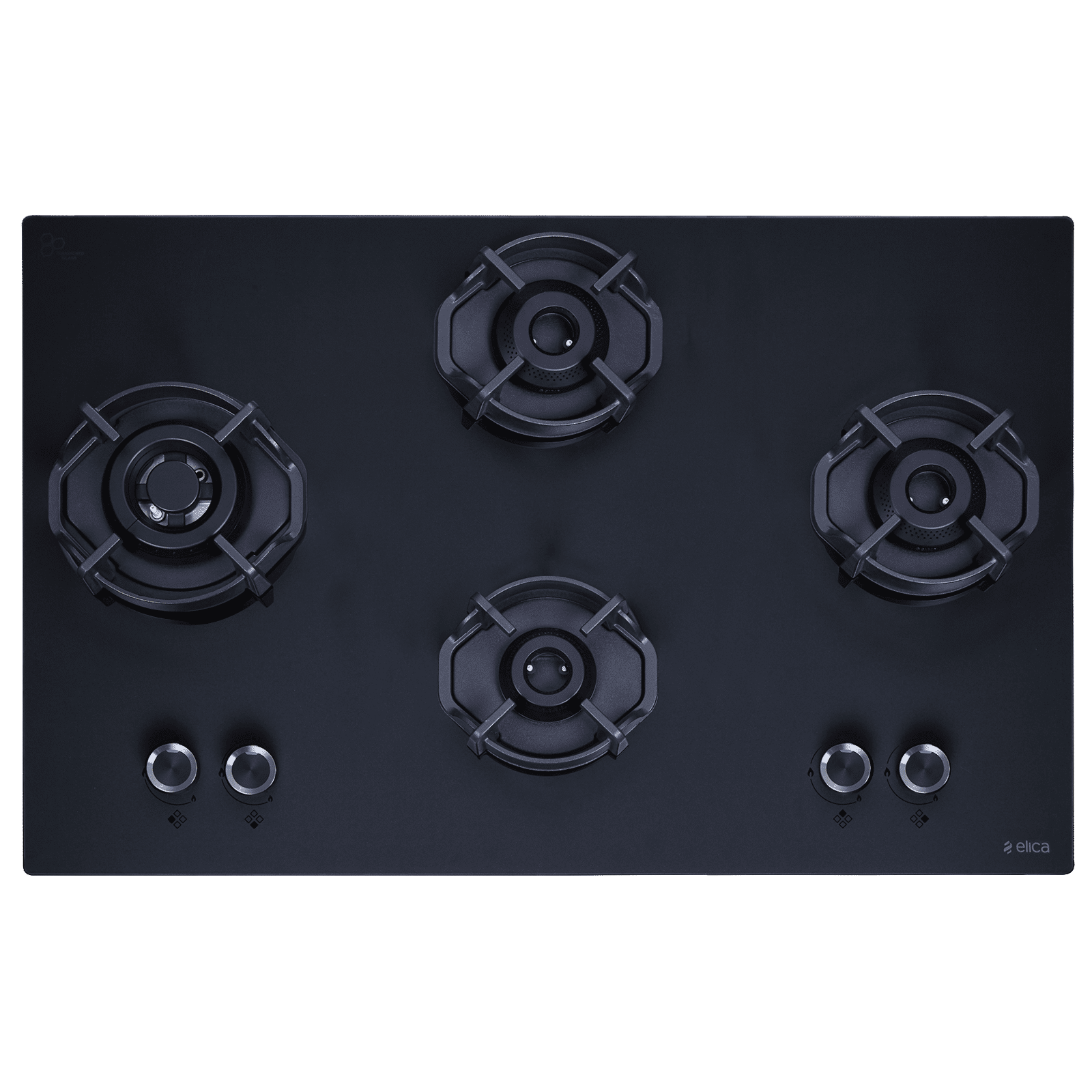 Elica MATT FLEXI HEXA LOTUS IND HD BRASS SERIES Toughened Glass Top 4 Burner Automatic Hob (Multi-Flame Burners, Black)_1