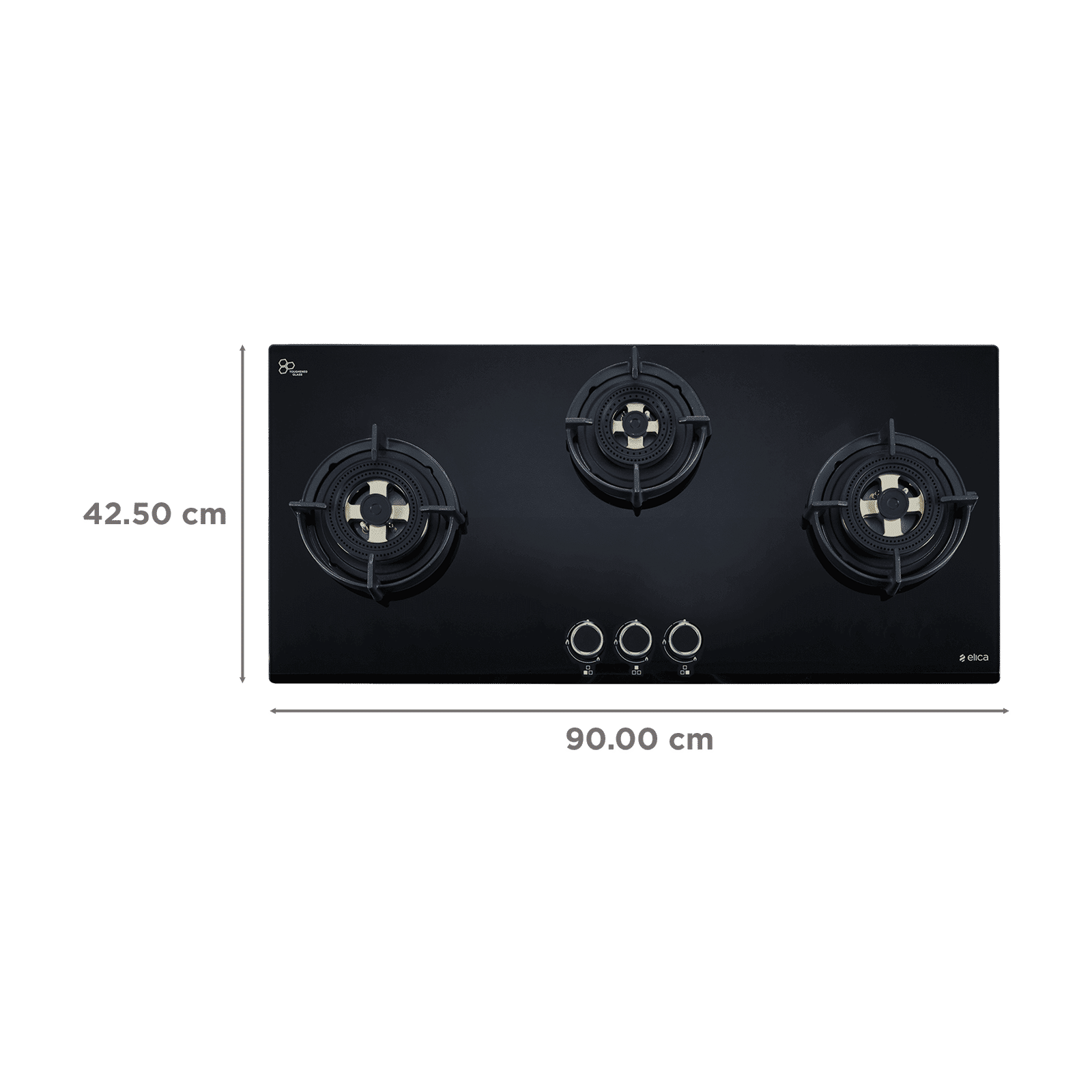 elica FLEXI DFS FB MFC 3B 90 DX FFD Toughened Glass Top 3 Burner Automatic Hob (Direct Multi Flame Burners, Black Glass)_2