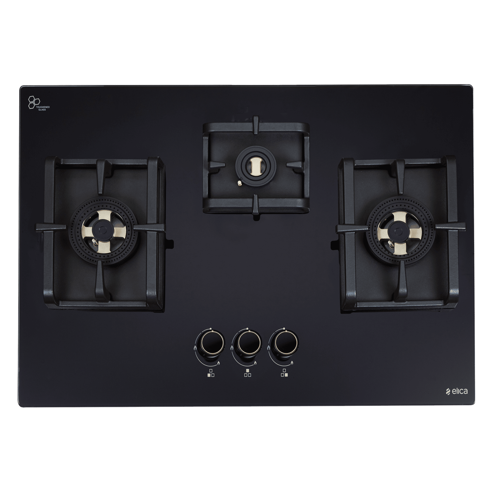 elica DFS PRO FB 3B 70 DX Toughened Glass Top 3 Burner Automatic Hob (Direct Multi Flame Burners, Black Glass) elica DFS PRO FB 3B 70 DX Toughened Glass Top 3 Burner Automatic Hob (Direct Multi Flame Burners, Black Glass)_1