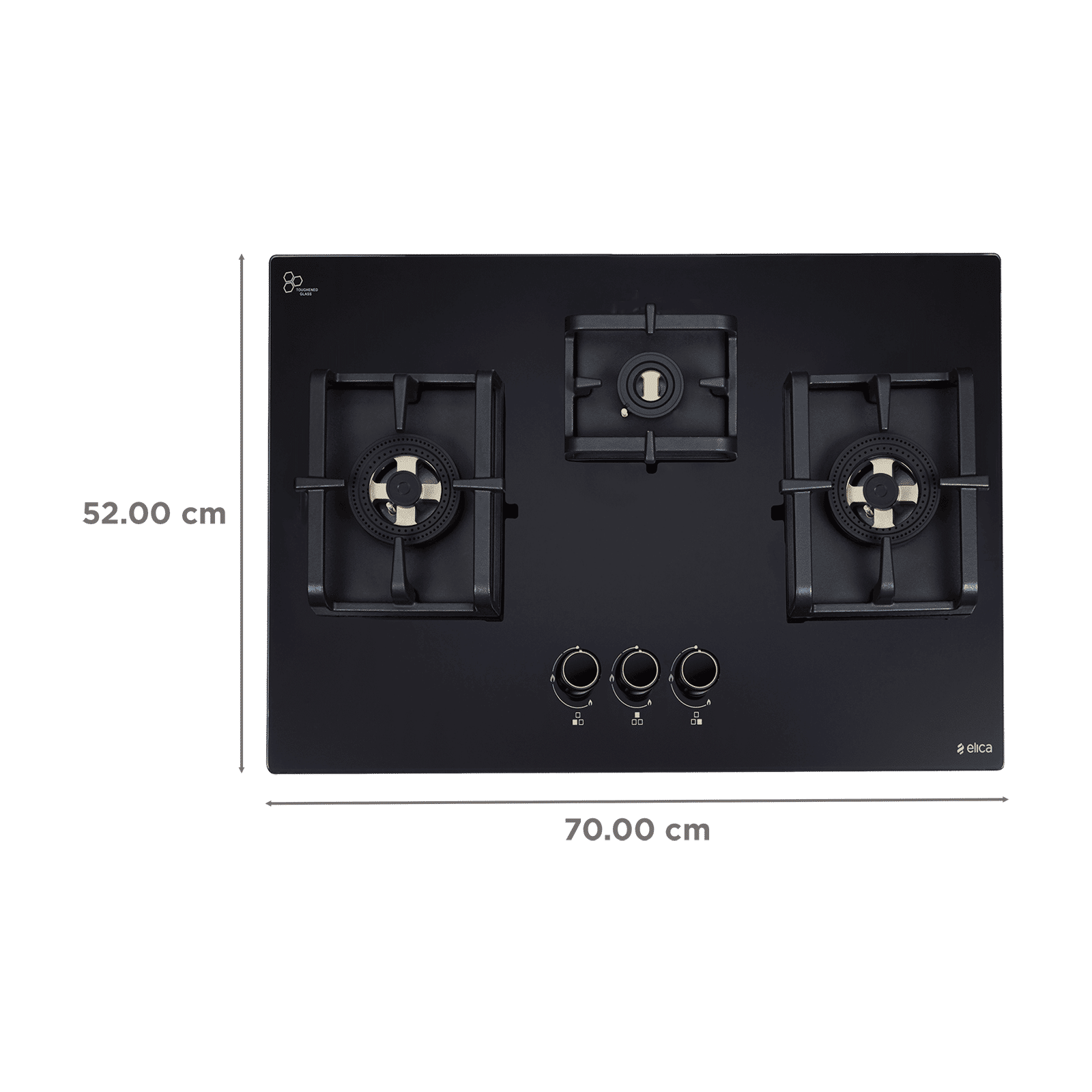 elica DFS PRO FB 3B 70 DX Toughened Glass Top 3 Burner Automatic Hob (Direct Multi Flame Burners, Black Glass) elica DFS PRO FB 3B 70 DX Toughened Glass Top 3 Burner Automatic Hob (Direct Multi Flame Burners, Black Glass)_2