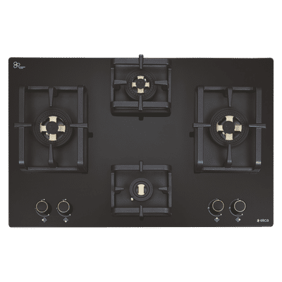 elica DFS PRO FB 4B 70 DX Toughened Glass Top 4 Burner Automatic Hob (Direct Multi Flame Burners, Black Glass)