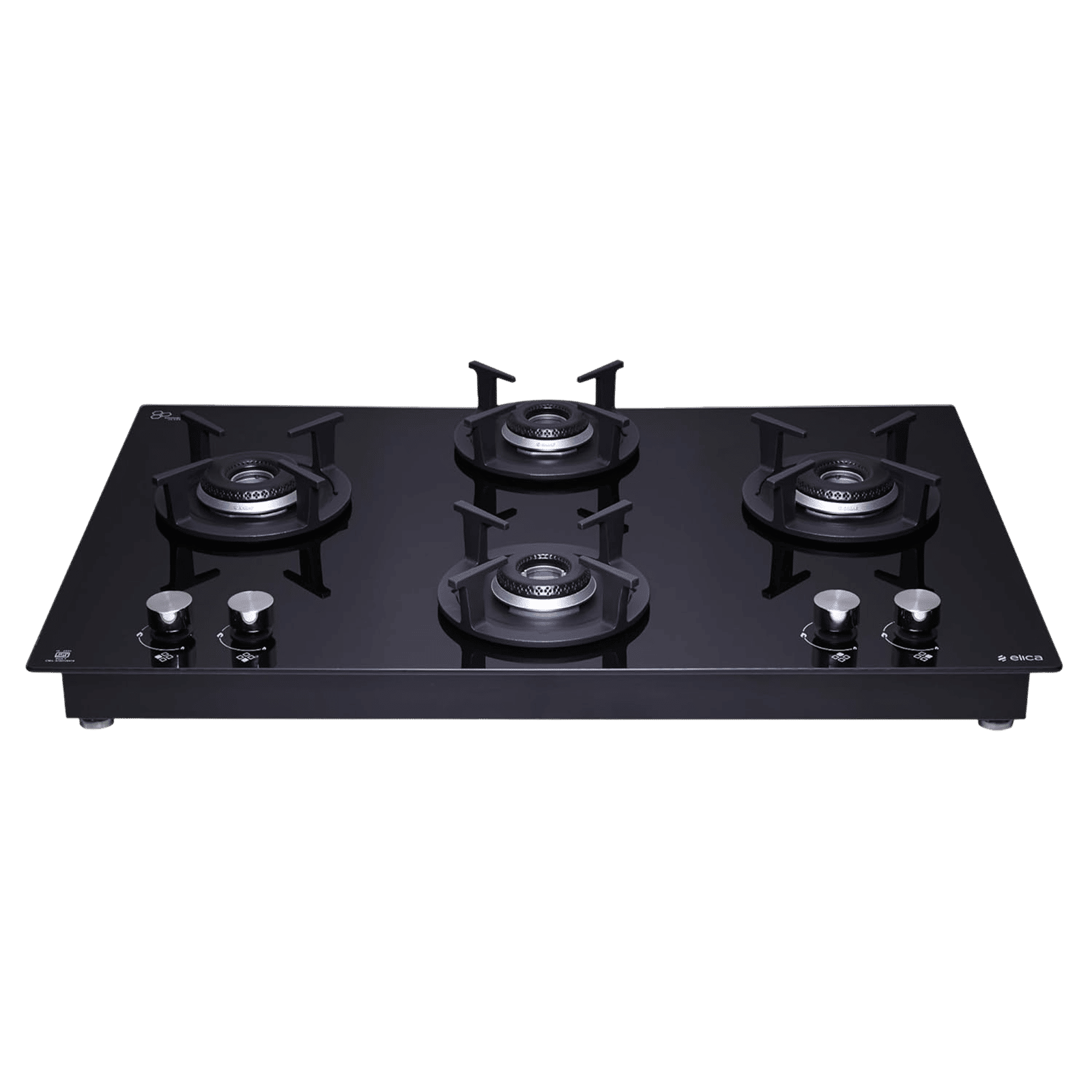 elica FLEXI HCT 470 DX LOTUS BK 4 Burner Automatic Hob (Round Cast Iron Pan Support, Black) elica FLEXI HCT 470 DX LOTUS BK 4 Burner Automatic Hob (Round Cast Iron Pan Support, Black)_1