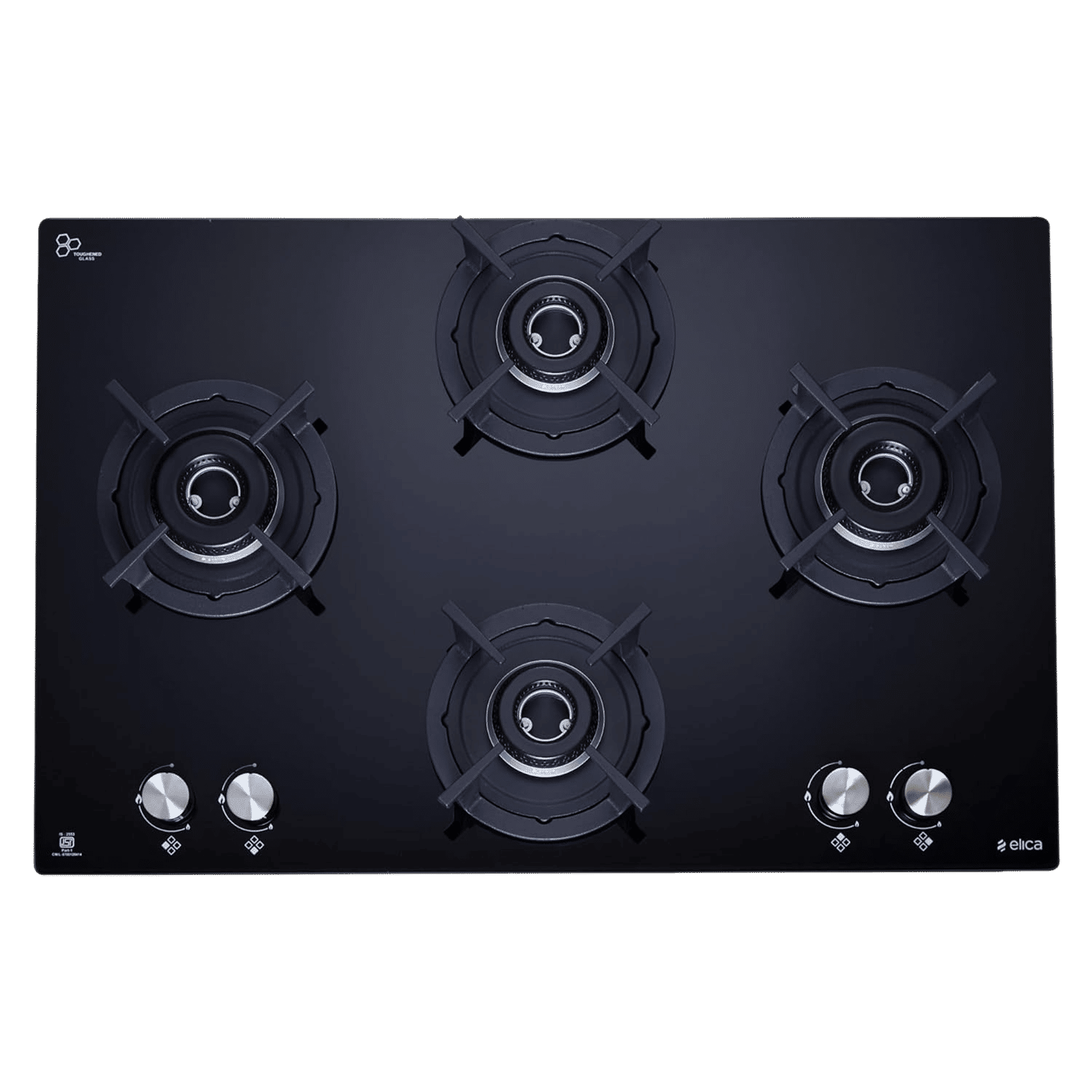 elica FLEXI HCT 470 DX LOTUS BK 4 Burner Automatic Hob (Round Cast Iron Pan Support, Black) elica FLEXI HCT 470 DX LOTUS BK 4 Burner Automatic Hob (Round Cast Iron Pan Support, Black)_5