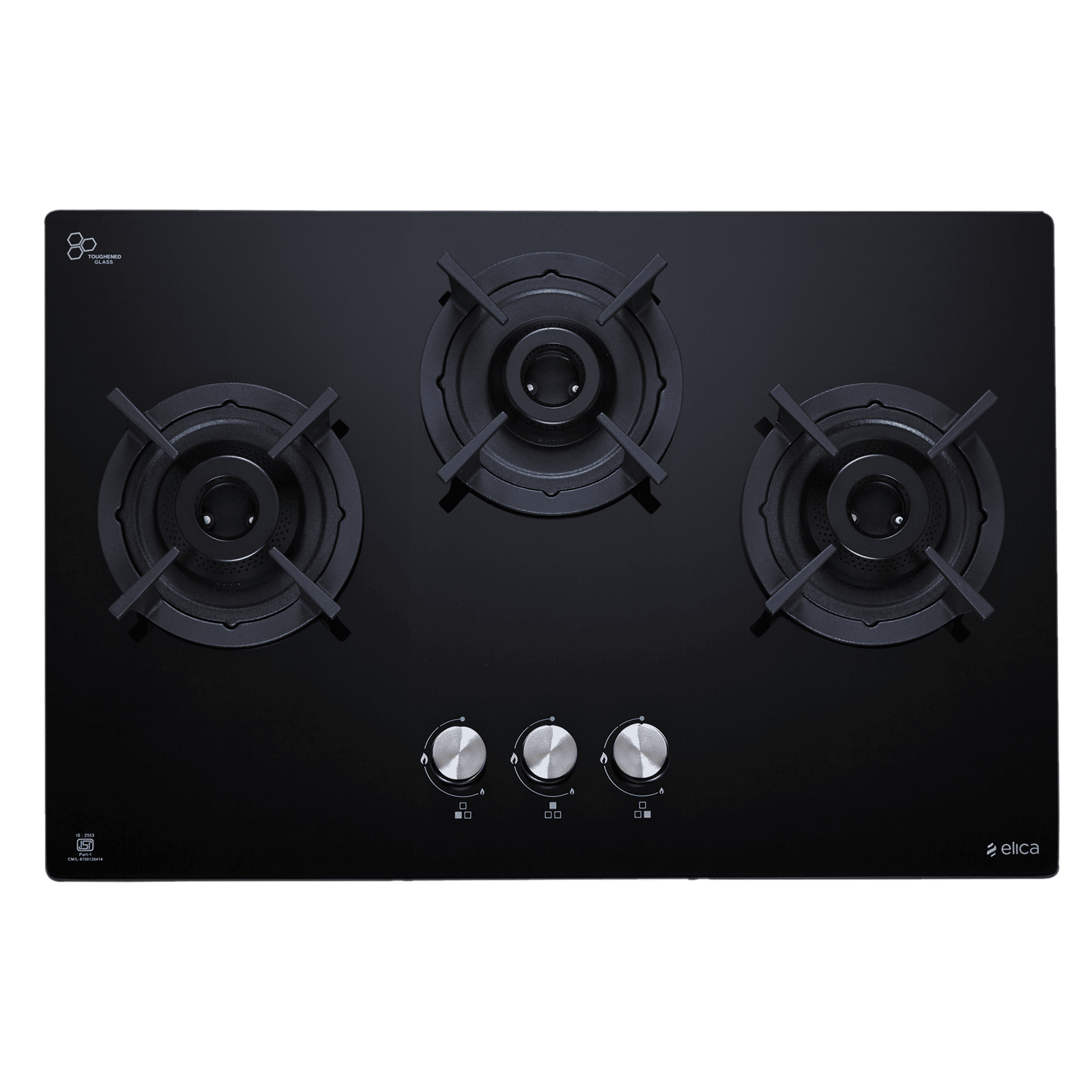 elica RG FLEXI 360 LOTUS IND HD BRASS Toughened Glass Top 3 Burner Automatic Hob (Multi Flame Burners, Black Glass)_6