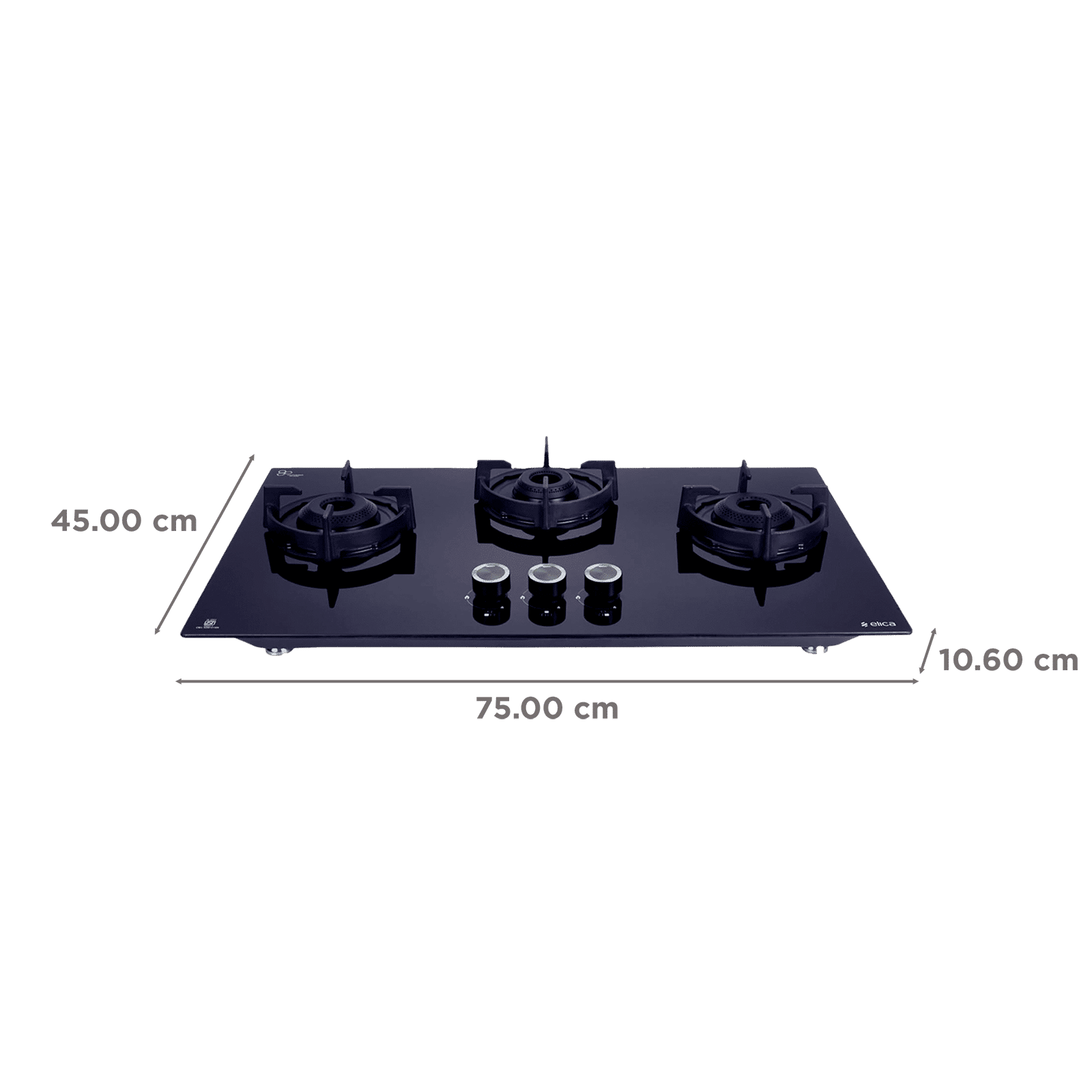 elica FLEXI 375 LOTUS IND HD BRASS Toughened Glass Top 3 Burner Automatic Hob (Cast Iron Pan Support with Heat Guard, Black) elica FLEXI 375 LOTUS IND HD BRASS Toughened Glass Top 3 Burner Automatic Hob (Cast Iron Pan Support with Heat Guard, Black)_2