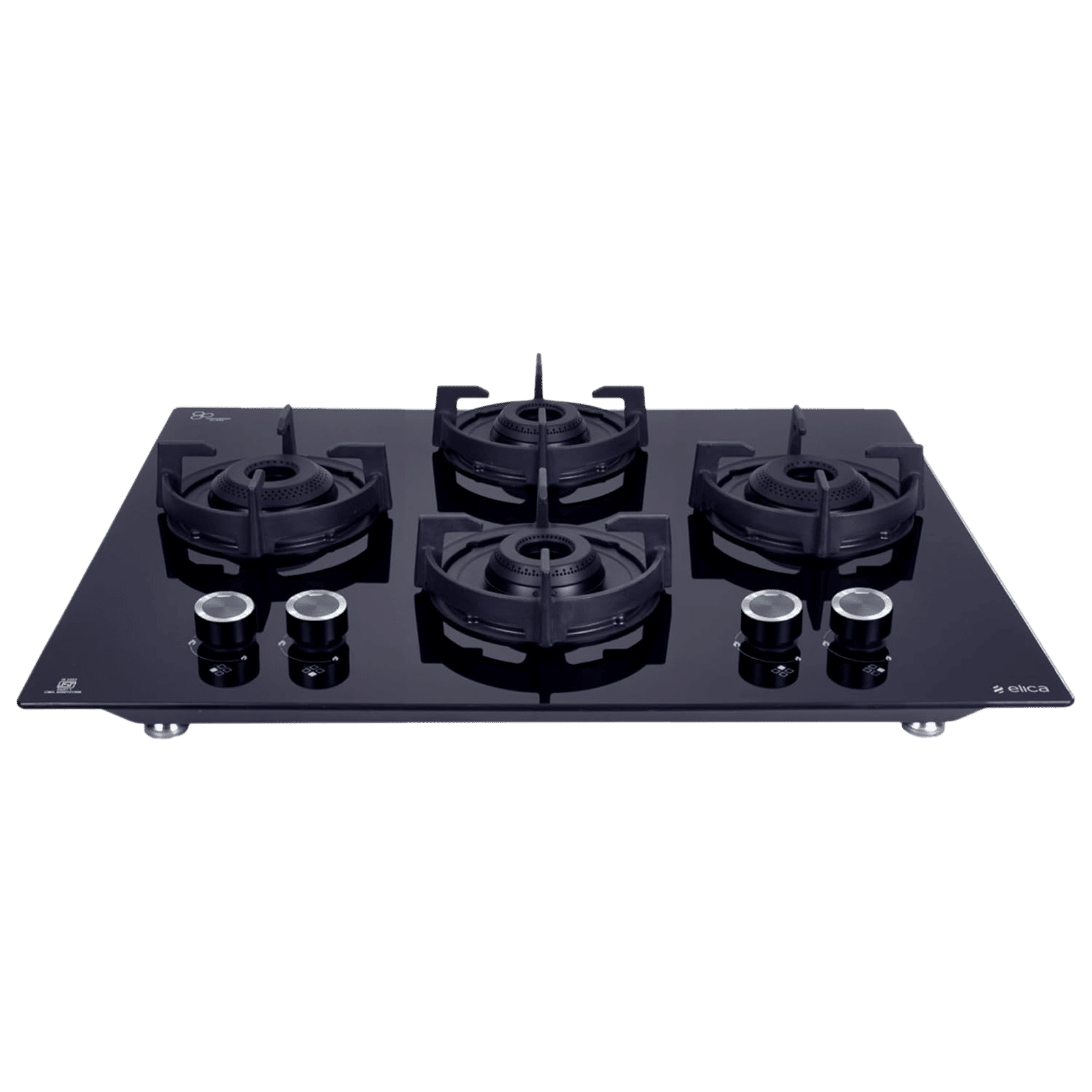 elica FLEXI 460 LOTUS IND HD BRASS Toughened Glass Top 4 Burner Automatic Hob (Cast Iron Pan Support with Heat Guard, Black) elica FLEXI 460 LOTUS IND HD BRASS Toughened Glass Top 4 Burner Automatic Hob (Cast Iron Pan Support with Heat Guard, Black)_1