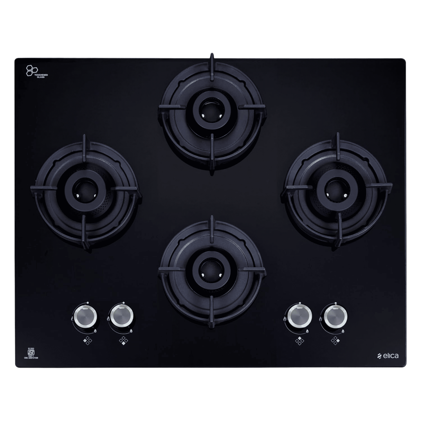 elica FLEXI 460 LOTUS IND HD BRASS Toughened Glass Top 4 Burner Automatic Hob (Cast Iron Pan Support with Heat Guard, Black) elica FLEXI 460 LOTUS IND HD BRASS Toughened Glass Top 4 Burner Automatic Hob (Cast Iron Pan Support with Heat Guard, Black)_6