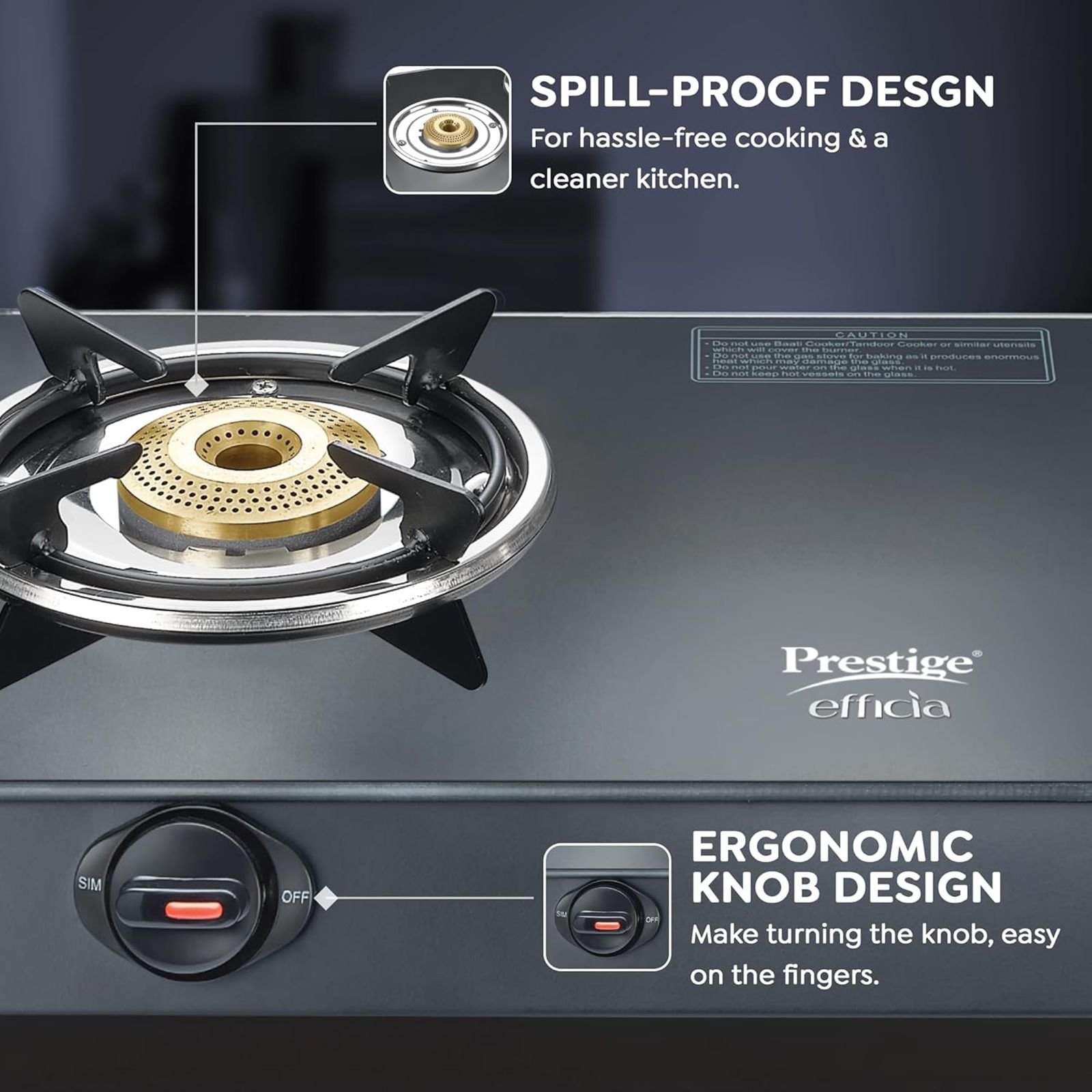 Prestige Efficia Toughened Glass Top 2 Burner Manual Gas Stove (ISI Certified, Black)_6