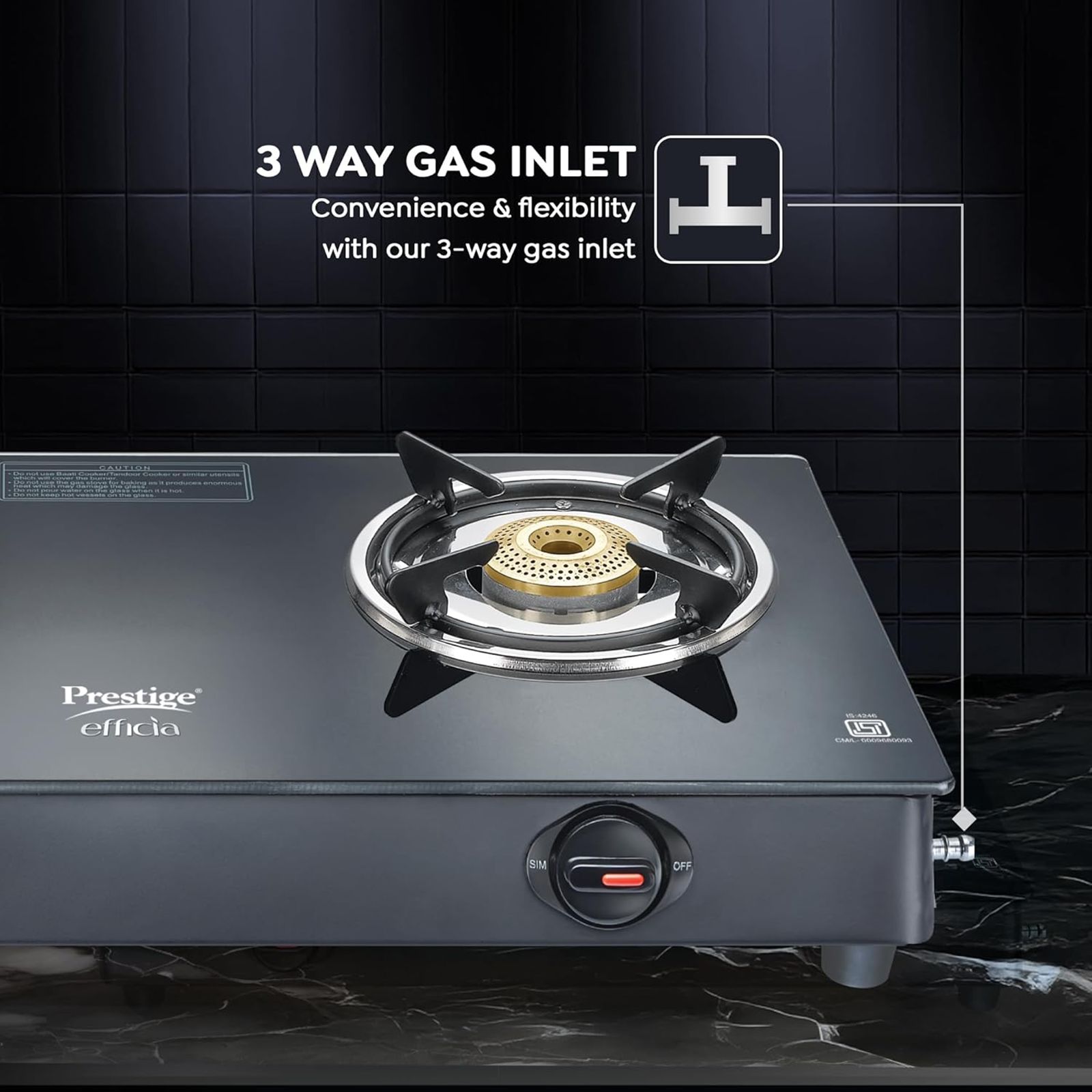Prestige Efficia Toughened Glass Top 2 Burner Manual Gas Stove (ISI Certified, Black)_8