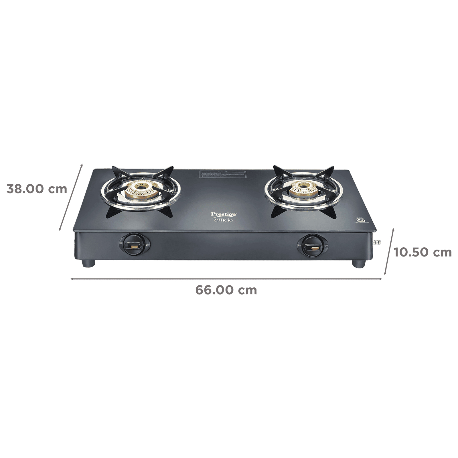 Prestige Efficia Toughened Glass Top 2 Burner Manual Gas Stove (ISI Certified, Black)_2