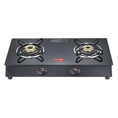 Prestige Marvel Plus GTM02 Toughened Glass Top 2 Burner Manual Gas Stove (Spill-Proof Design, Black)