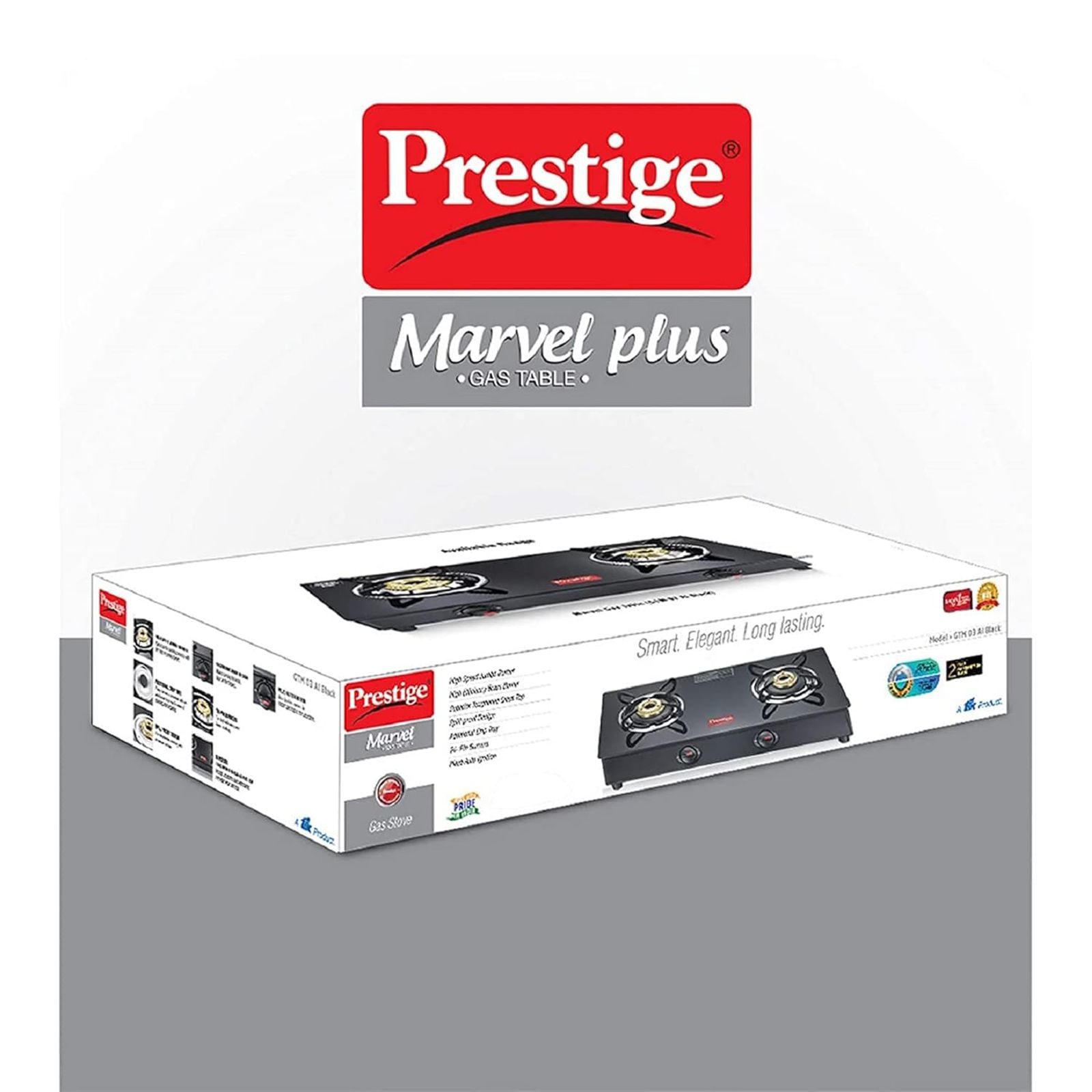 Prestige Marvel Plus GTM02 Toughened Glass Top 2 Burner Manual Gas Stove (Spill-Proof Design, Black)_5