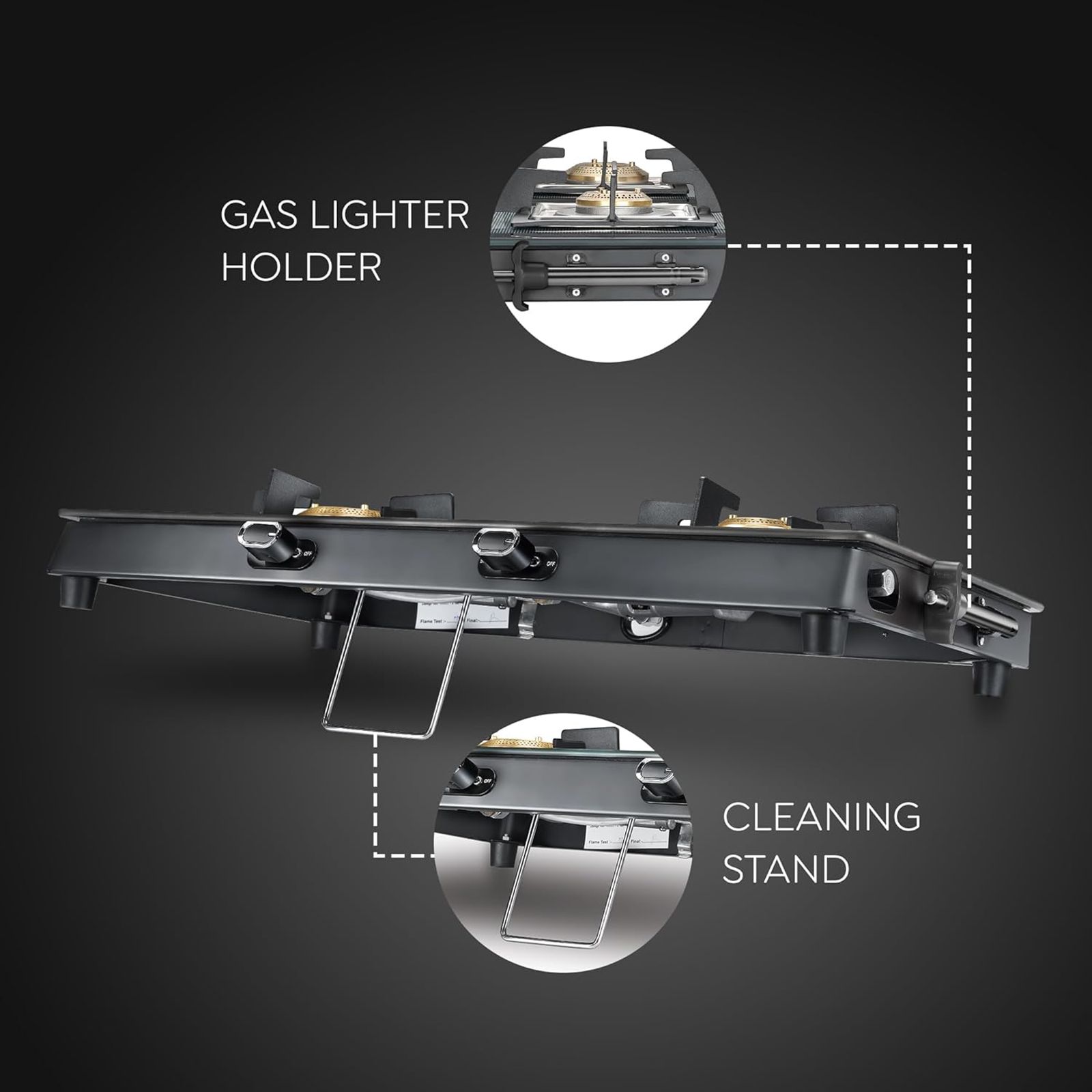 Prestige Vectra Toughened Glass Top 2 Burner Manual Gas Stove (ISI Certified, Black)_4