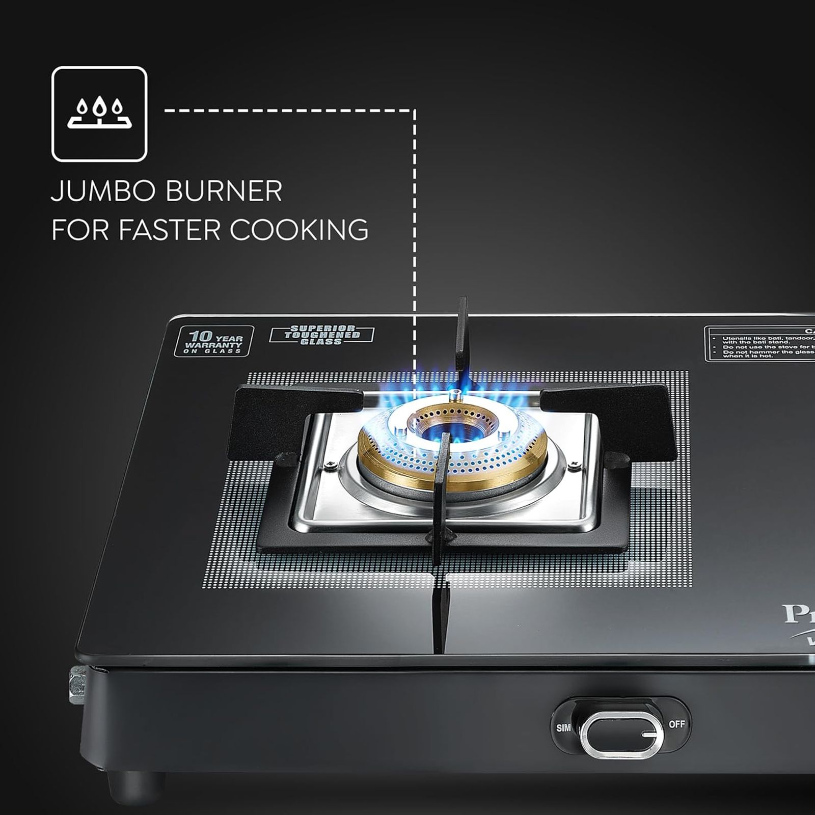 Prestige Vectra Toughened Glass Top 2 Burner Manual Gas Stove (ISI Certified, Black)_6