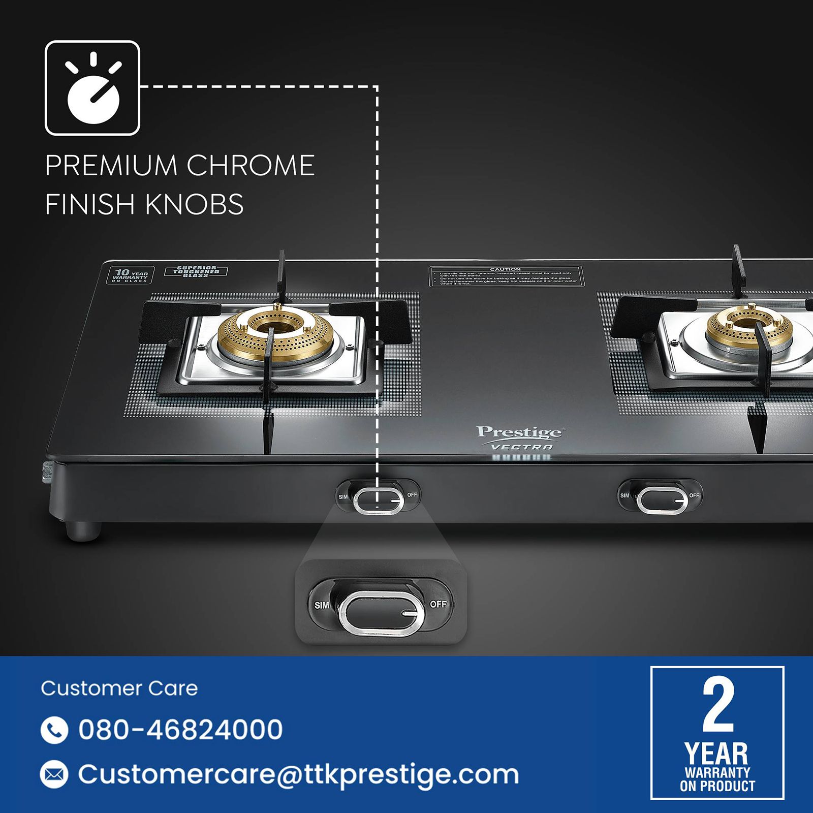 Prestige Vectra Toughened Glass Top 2 Burner Manual Gas Stove (ISI Certified, Black)_9