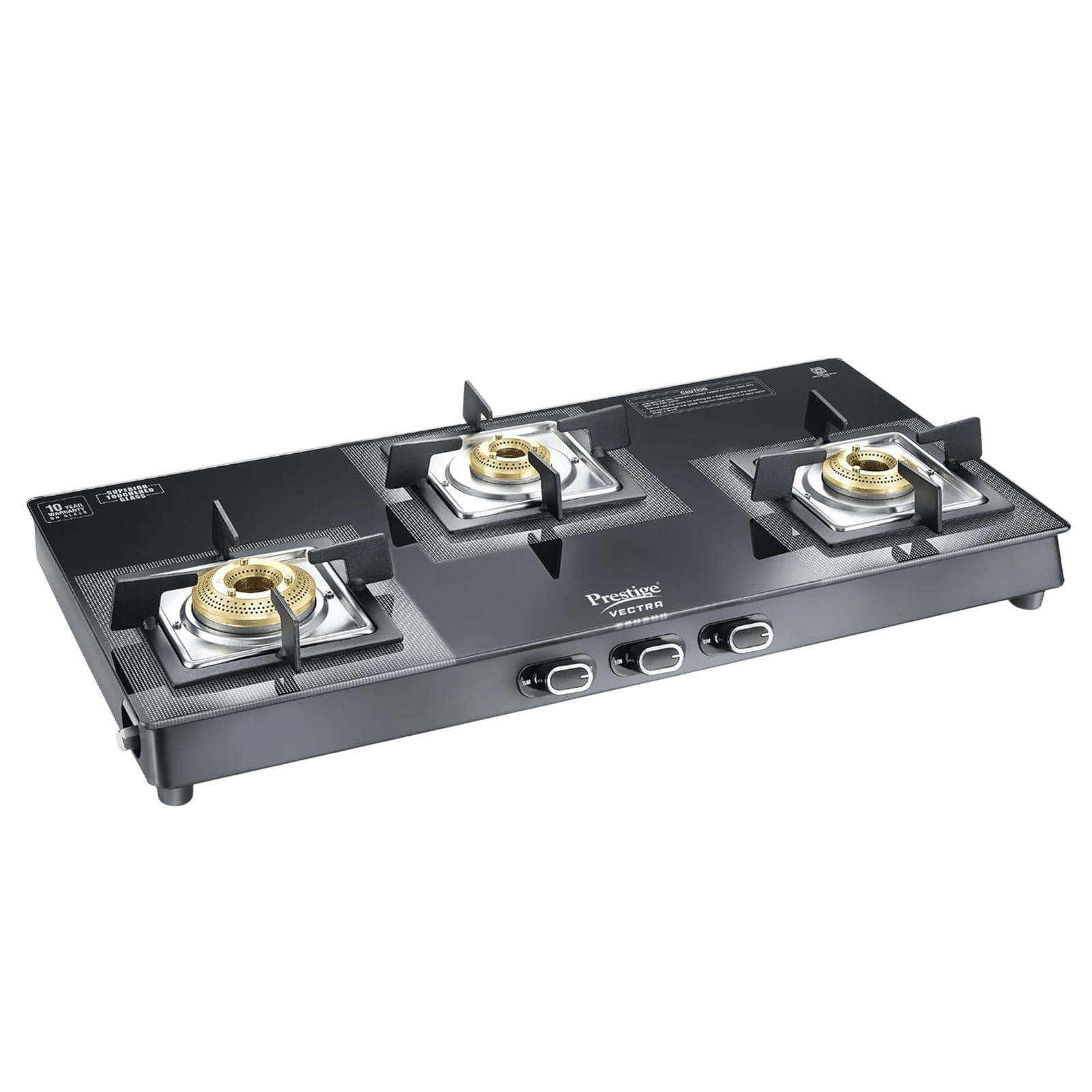 Prestige Vectra Toughened Glass Top 3 Burner Manual Gas Stove (ISI Certified, Black) Prestige Vectra Toughened Glass Top 3 Burner Manual Gas Stove (ISI Certified, Black)_1