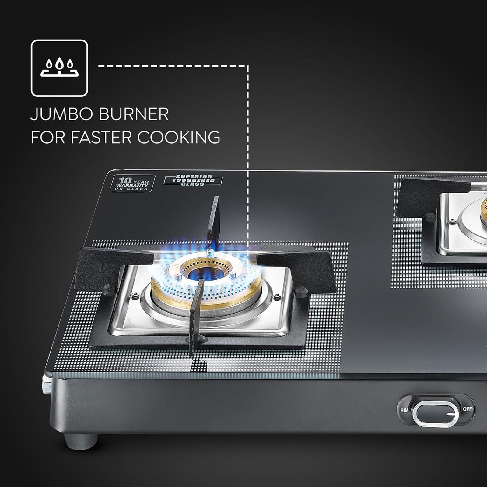 Prestige Vectra Toughened Glass Top 3 Burner Manual Gas Stove (ISI Certified, Black) Prestige Vectra Toughened Glass Top 3 Burner Manual Gas Stove (ISI Certified, Black)_7