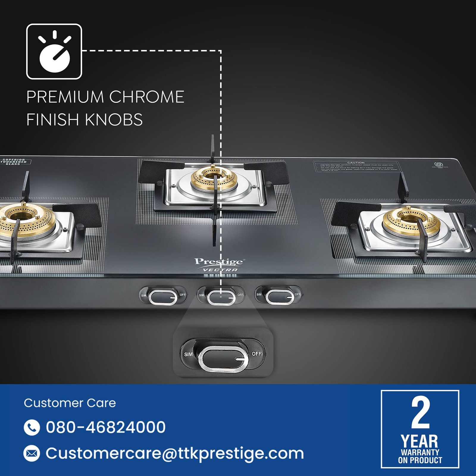 Prestige Vectra Toughened Glass Top 3 Burner Manual Gas Stove (ISI Certified, Black) Prestige Vectra Toughened Glass Top 3 Burner Manual Gas Stove (ISI Certified, Black)_10