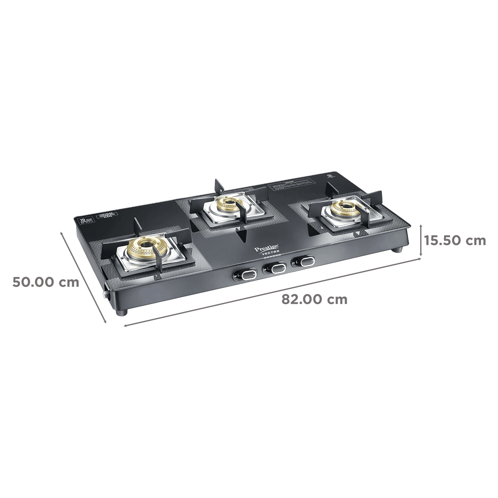 Prestige Vectra Toughened Glass Top 3 Burner Manual Gas Stove (ISI Certified, Black) Prestige Vectra Toughened Glass Top 3 Burner Manual Gas Stove (ISI Certified, Black)_2