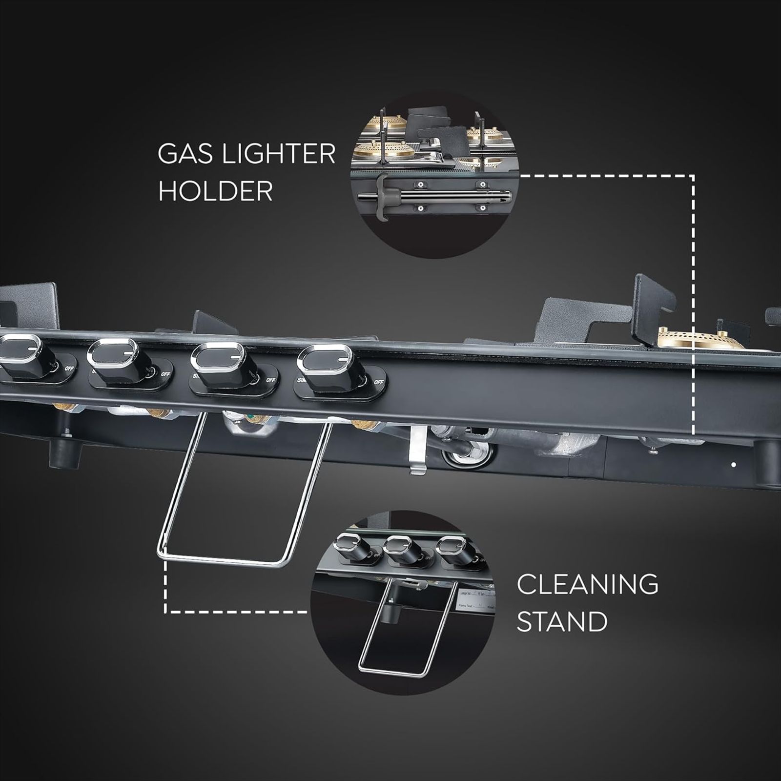 Prestige Vectra Toughened Glass Top 4 Burner Manual Gas Stove (360 Degree Revolving Nozzle, Black) Prestige Vectra Toughened Glass Top 4 Burner Manual Gas Stove (360 Degree Revolving Nozzle, Black)_6