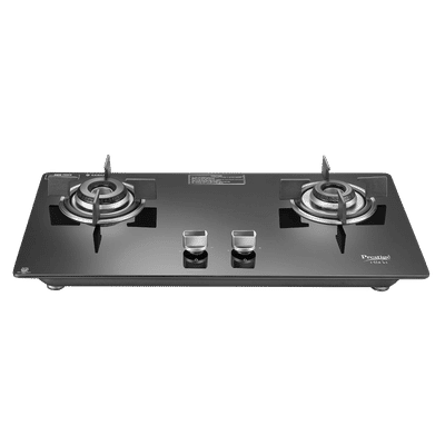 Prestige Efficia 02 AI Toughened Glass Top 2 Burner Automatic Hob (Dual Function & Convertible Design, Black)