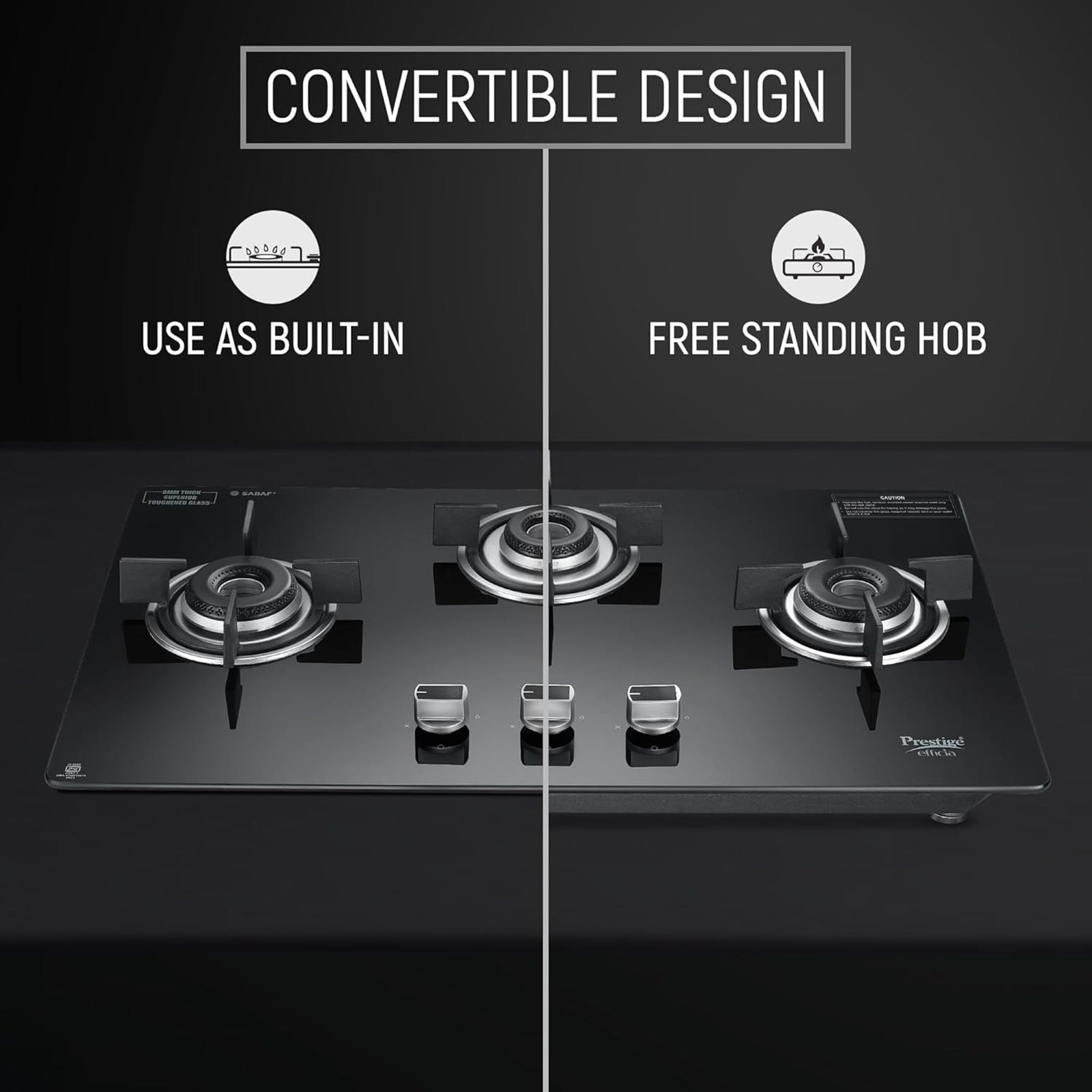 Prestige Efficia 03 AI Toughened Glass Top 3 Burner Automatic Hob (Dual Function & Convertible Design, Black)_6