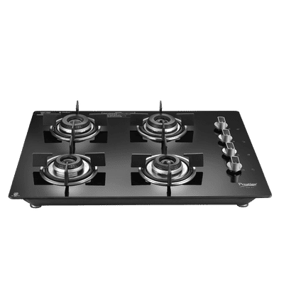 Prestige Efficia 04 AI Toughened Glass Top 4 Burner Automatic Hob (Dual Function & Convertible Design, Black)