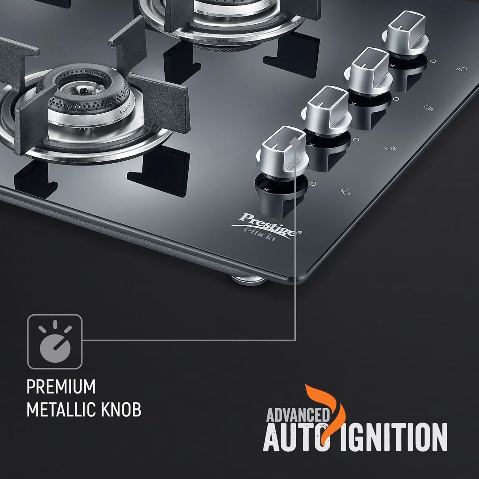 Prestige Efficia 04 AI Toughened Glass Top 4 Burner Automatic Hob (Dual Function & Convertible Design, Black) Prestige Efficia 04 AI Toughened Glass Top 4 Burner Automatic Hob (Dual Function & Convertible Design, Black)_8