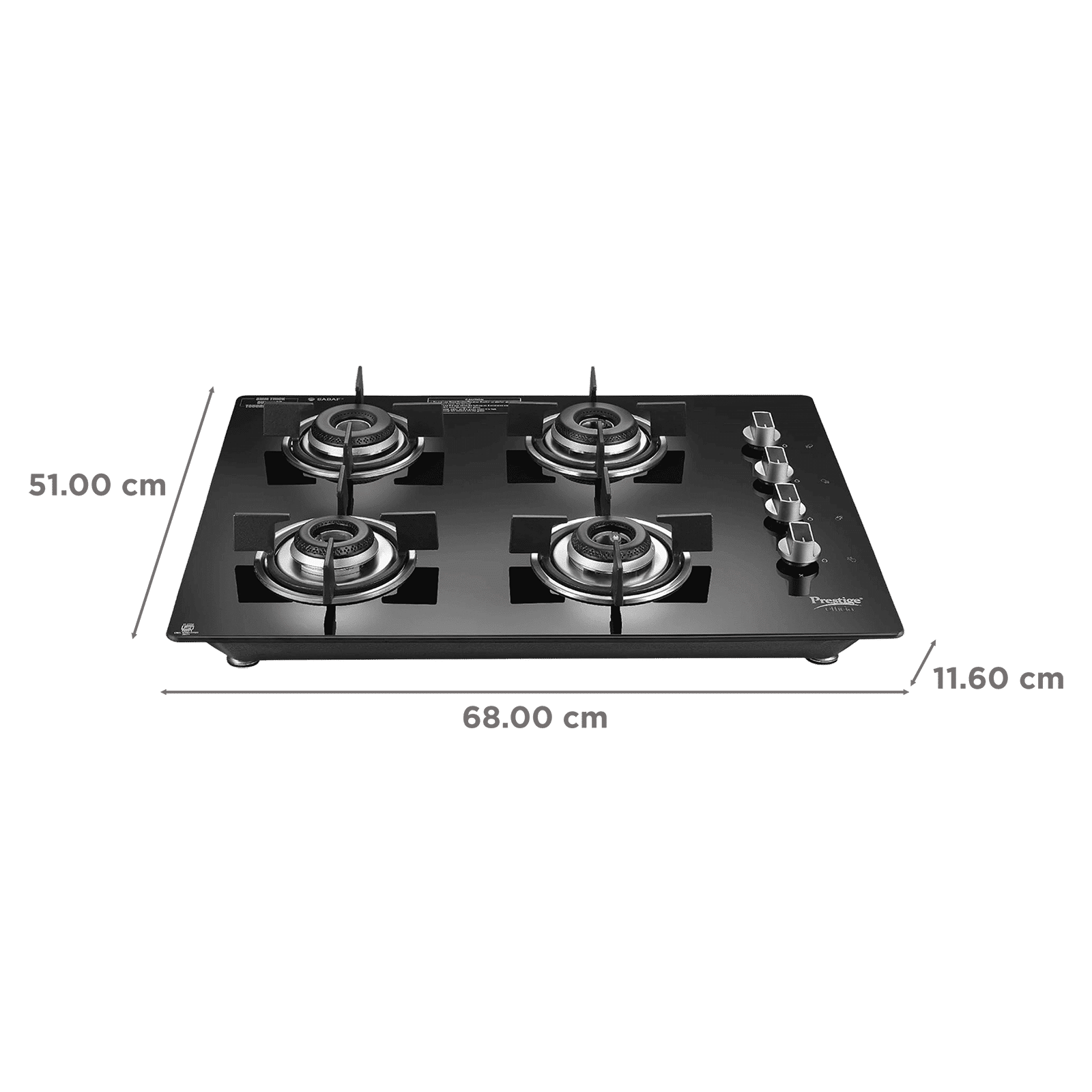 Prestige Efficia 04 AI Toughened Glass Top 4 Burner Automatic Hob (Dual Function & Convertible Design, Black) Prestige Efficia 04 AI Toughened Glass Top 4 Burner Automatic Hob (Dual Function & Convertible Design, Black)_2