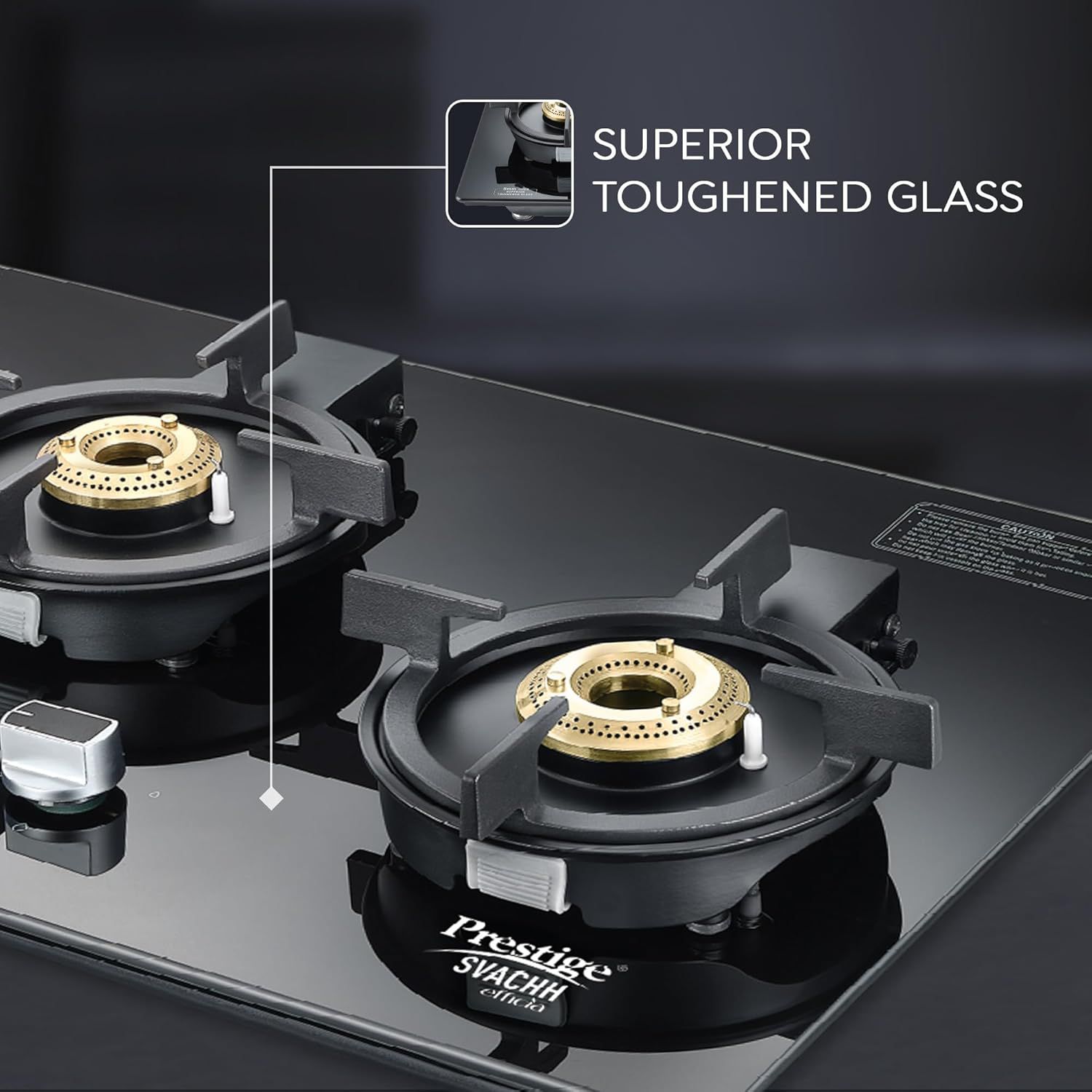 Prestige Svachh Efficia-03 AI Toughened Glass Top 3 Burner Automatic Hob (One-Touch Advanced Auto Ignition, Black) Prestige Svachh Efficia-03 AI Toughened Glass Top 3 Burner Automatic Hob (One-Touch Advanced Auto Ignition, Black)_6