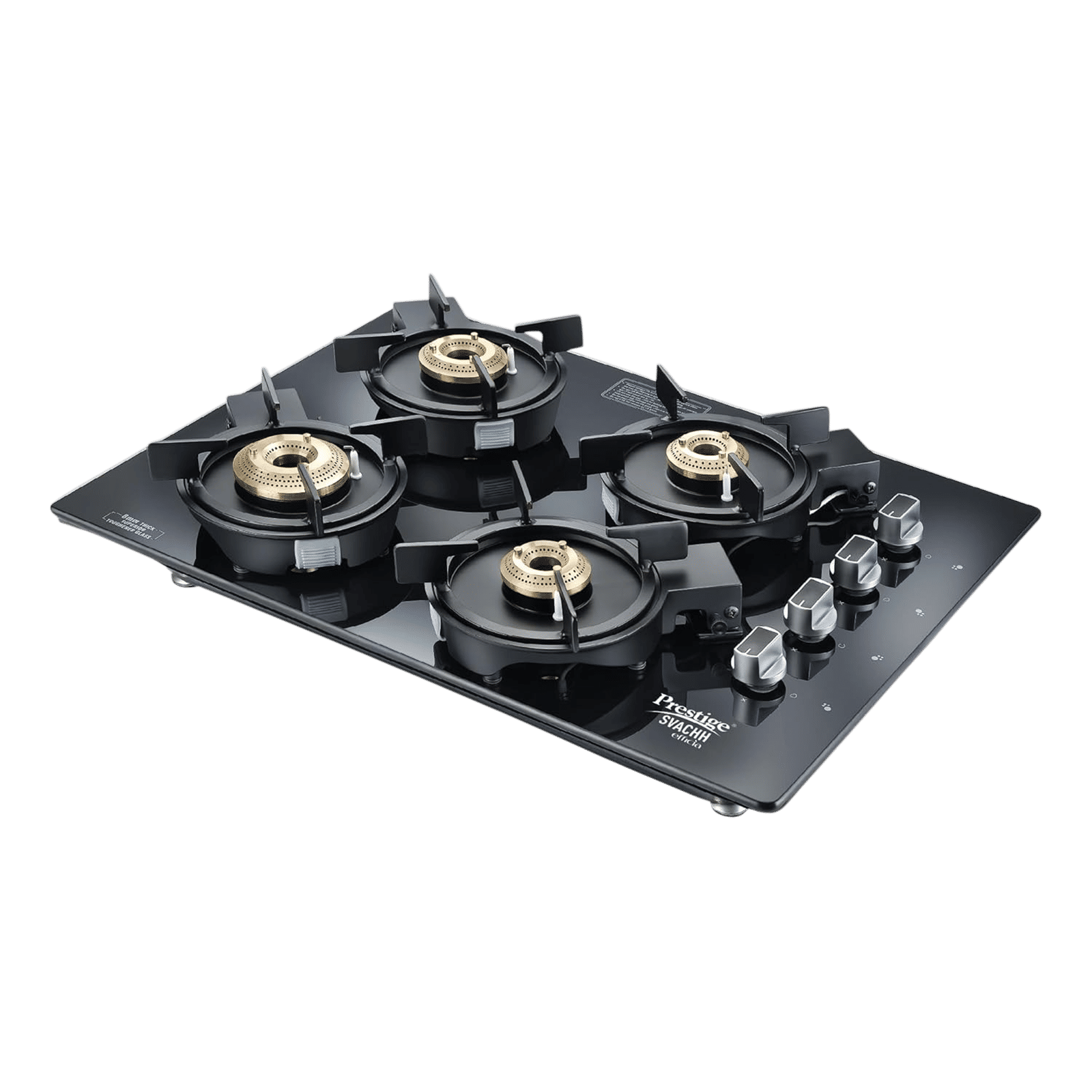 Prestige Svachh Efficia 04 AI Toughened Glass 4 Burner Automatic Hob (Multi Spark Ignition System, Black)_1