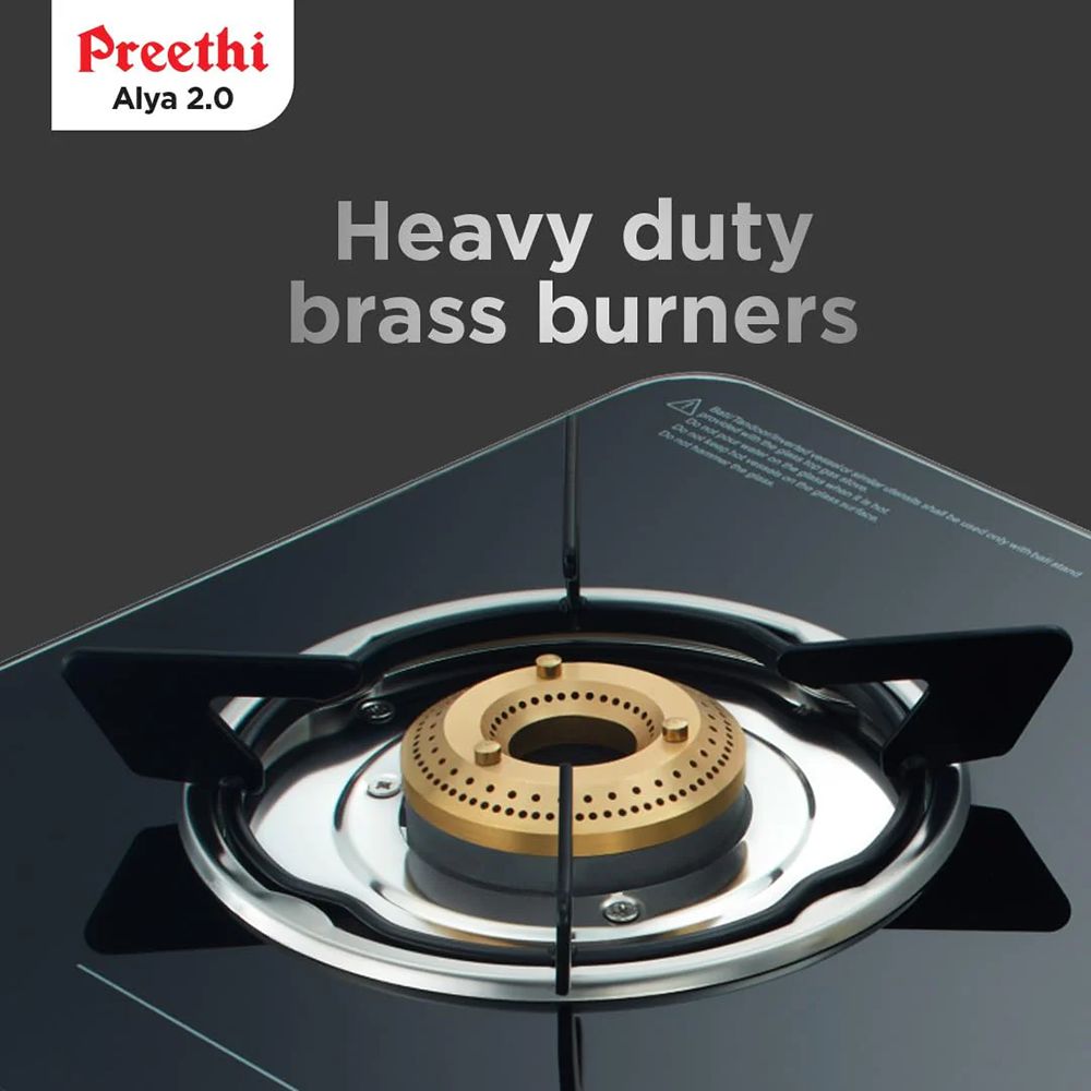 Preethi Alya 2.0 Toughened Glass Top 3 Burner Manual Gas Stove (ISI Certified, Black)_5