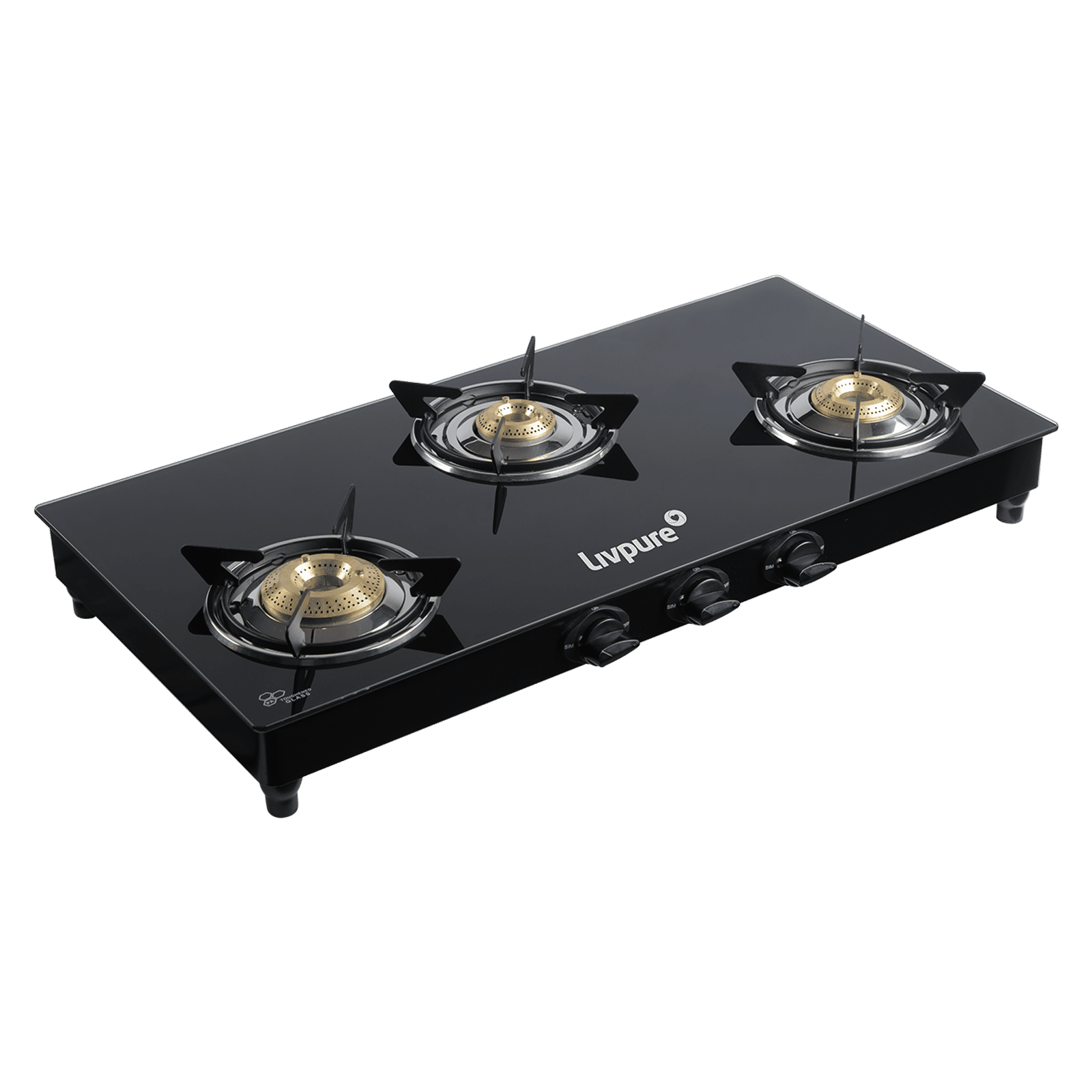 Livpure Nebula Toughened Glass Top 3 Burner Manual Gas Stove (Ergonomic Knobs, Black)_8