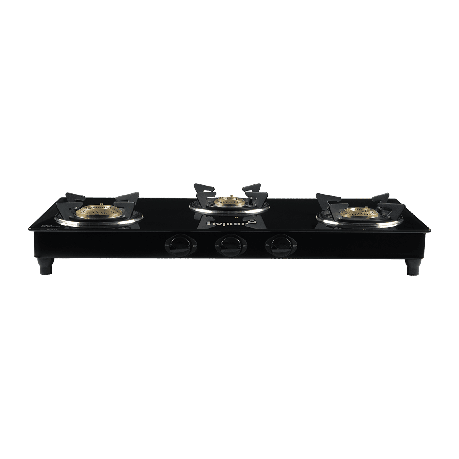 Livpure Nebula Toughened Glass Top 3 Burner Manual Gas Stove (Ergonomic Knobs, Black)_5