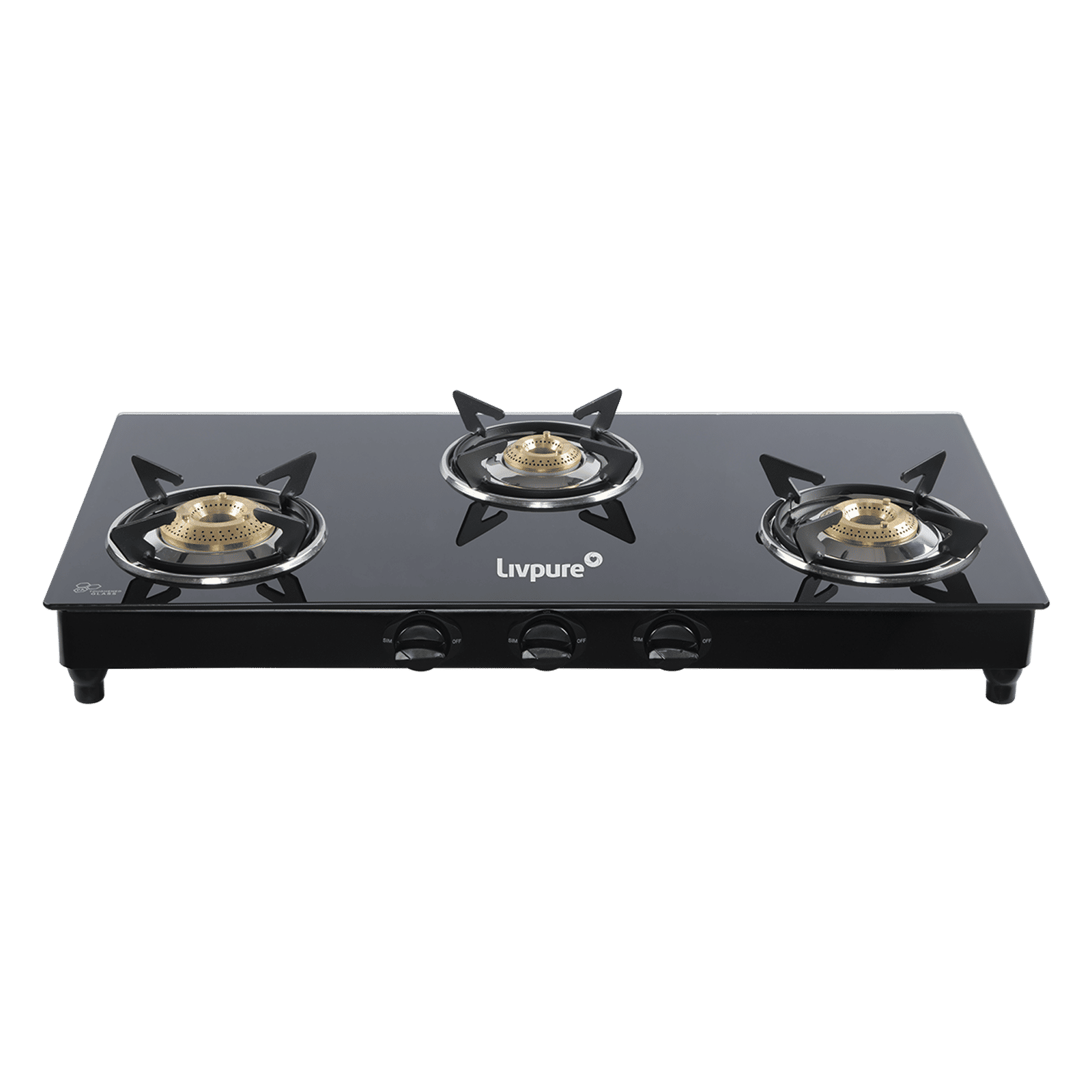 Livpure Nebula Toughened Glass Top 3 Burner Manual Gas Stove (Ergonomic Knobs, Black)_6