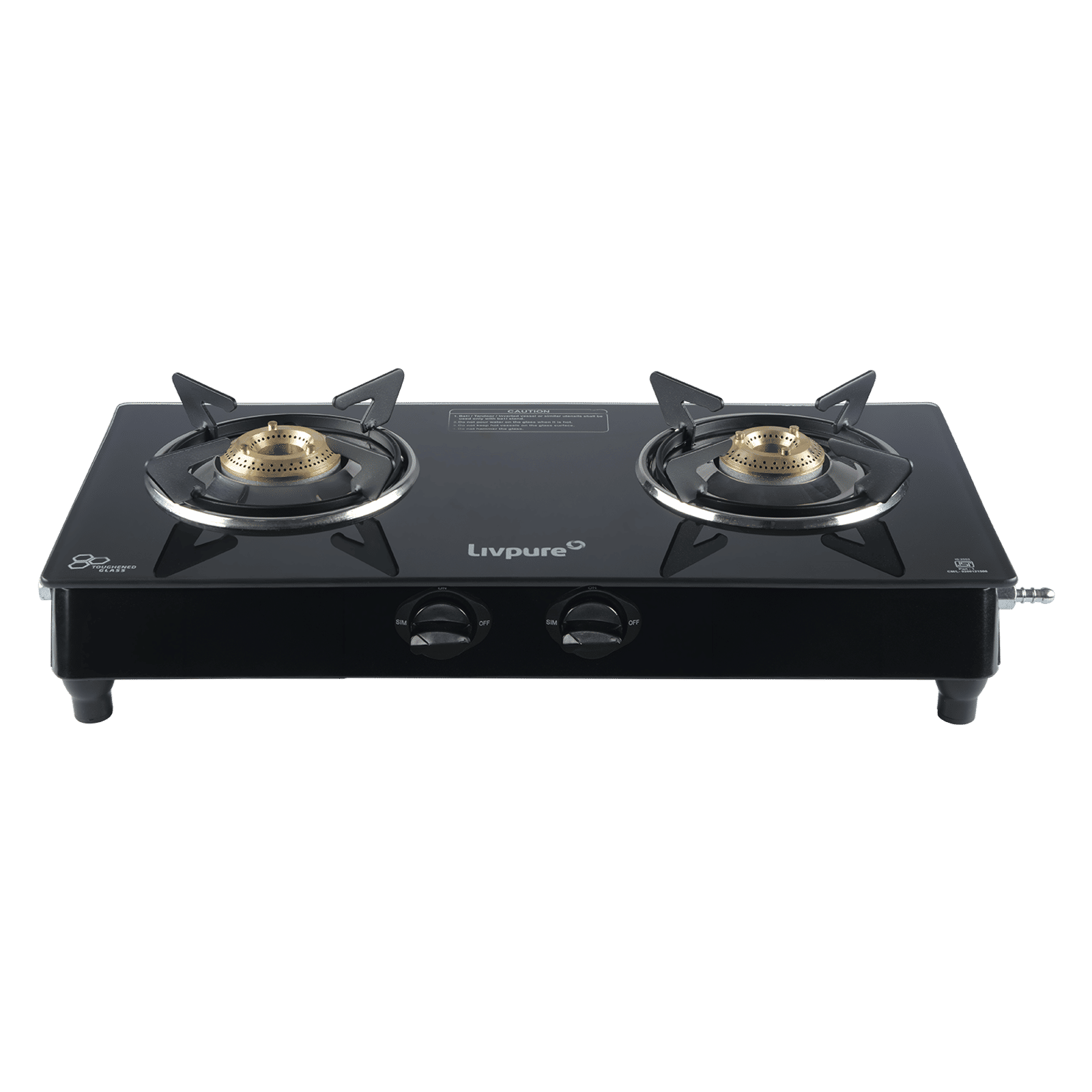 Livpure Nebula Toughened Glass Top 2 Burner Manual Gas Stove (Ergonomic Knobs, Black) Livpure Nebula Toughened Glass Top 2 Burner Manual Gas Stove (Ergonomic Knobs, Black)_1