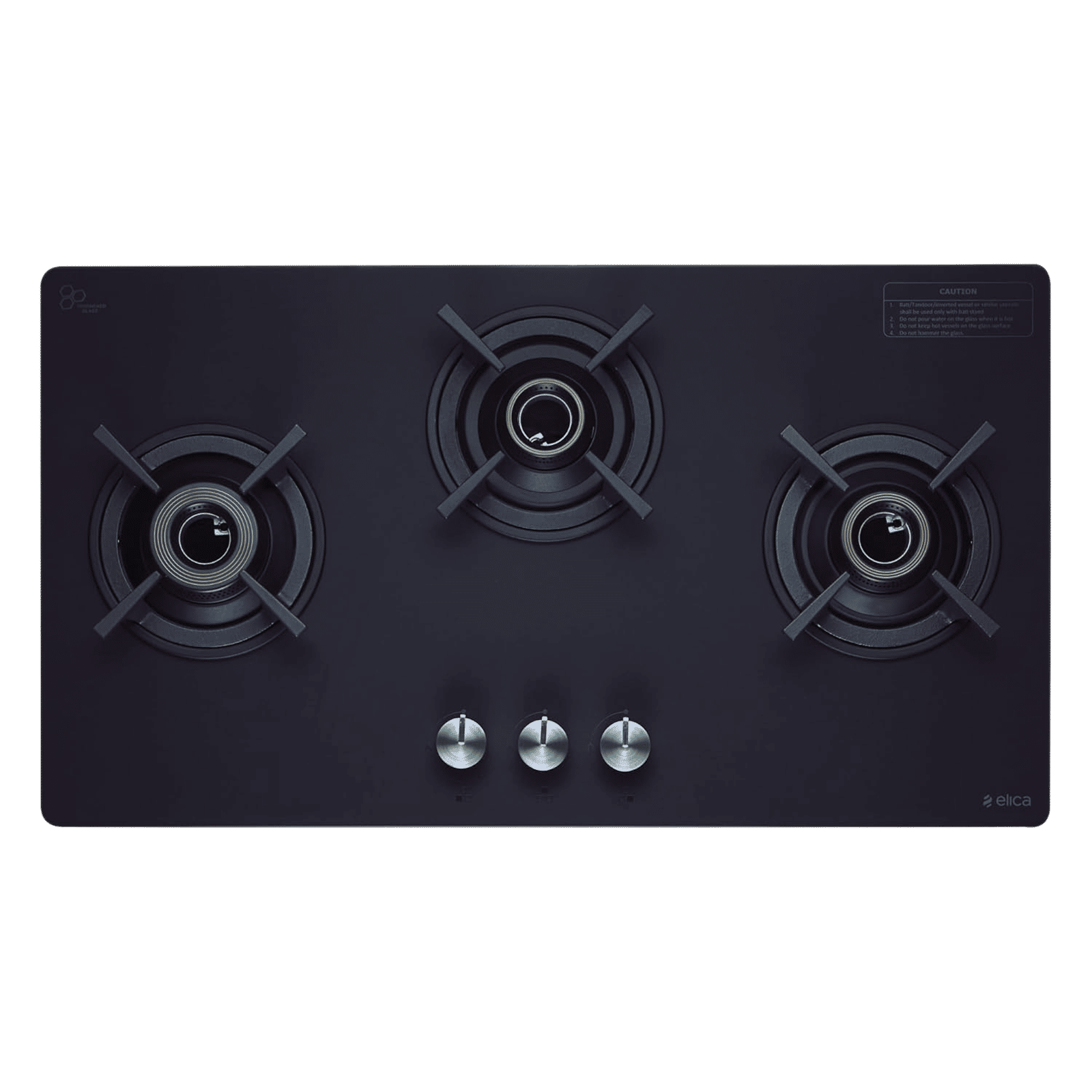 elica SBF MATT LOTUS TKN 773 CT VETRO BK Toughened Glass Top 3 Burner Manual Gas Stove (Cast Iron Pan Support, Black) elica SBF MATT LOTUS TKN 773 CT VETRO BK Toughened Glass Top 3 Burner Manual Gas Stove (Cast Iron Pan Support, Black)_6