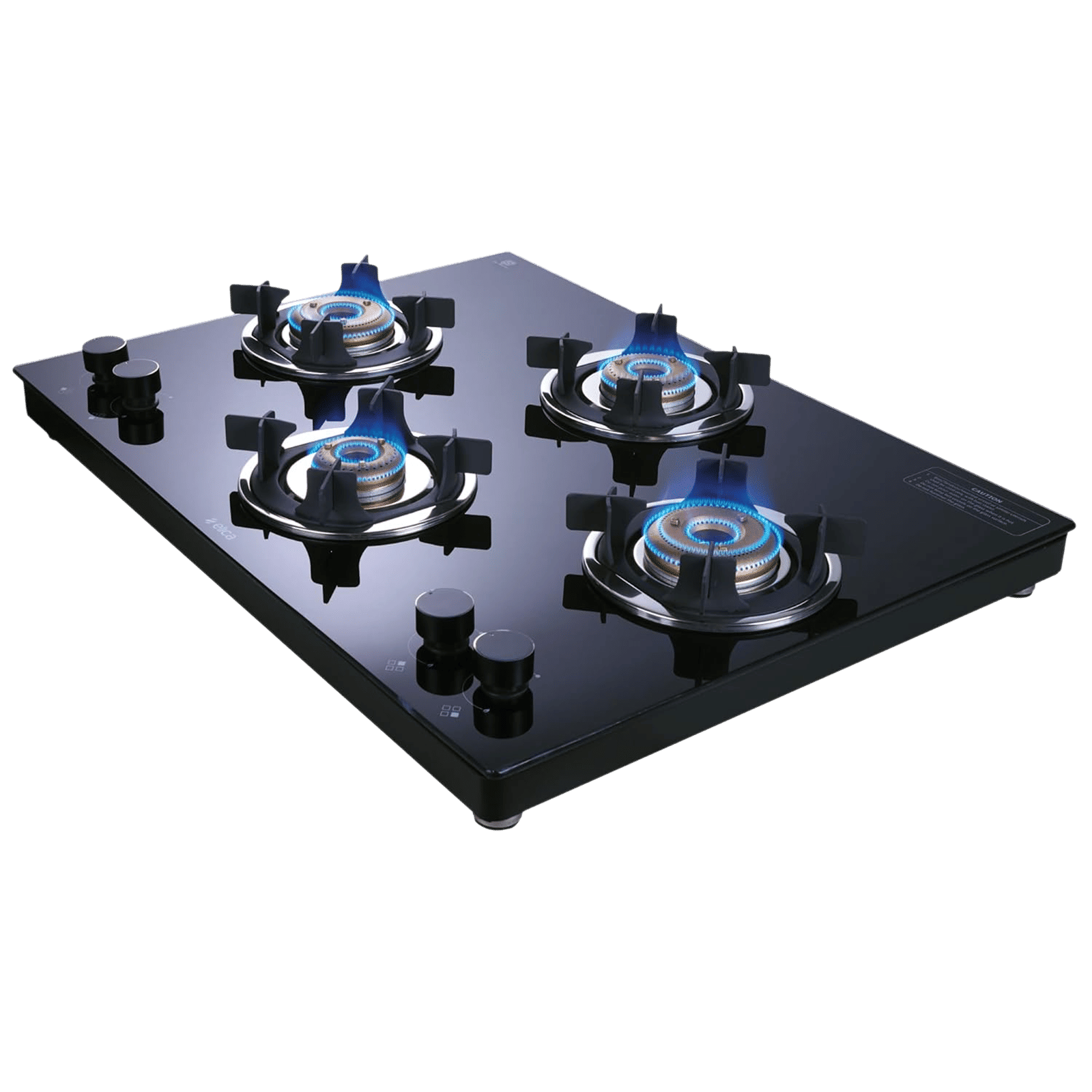 elica 694 CT VETRO 2J (TKN CROWN DT AI) Toughened Glass Top 4 Burner Automatic Gas Stove ( Euro-Coated Crown Pan Support, Black)_6