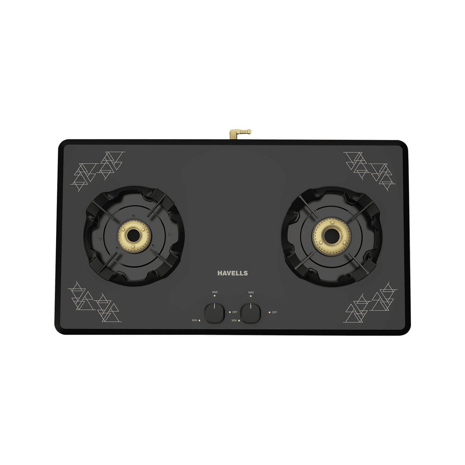 Havells Nucleus Toughened Glass Top 2 Burner Manual Gas Stove (Heavy Duty Brass Burner, Black)_1