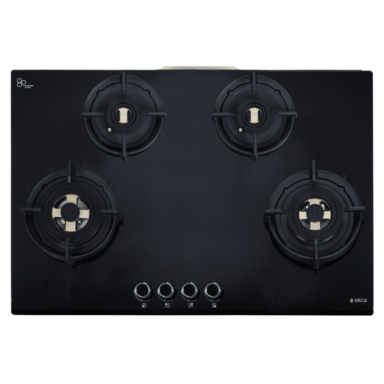 elica FLEXI DFS FB MFC 4B 75 FFD Glass Top 4 Burners Automatic Hob (Flame Failure Device, Black Glass)_1