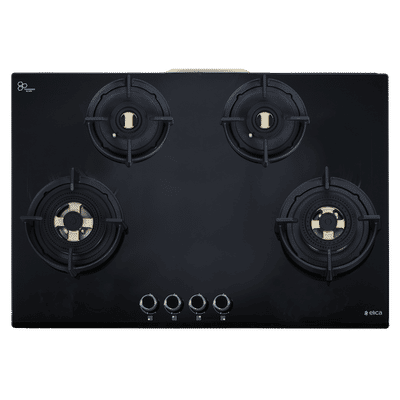 elica FLEXI DFS FB MFC 4B 75 FFD Glass Top 4 Burners Automatic Hob (Flame Failure Device, Black Glass)
