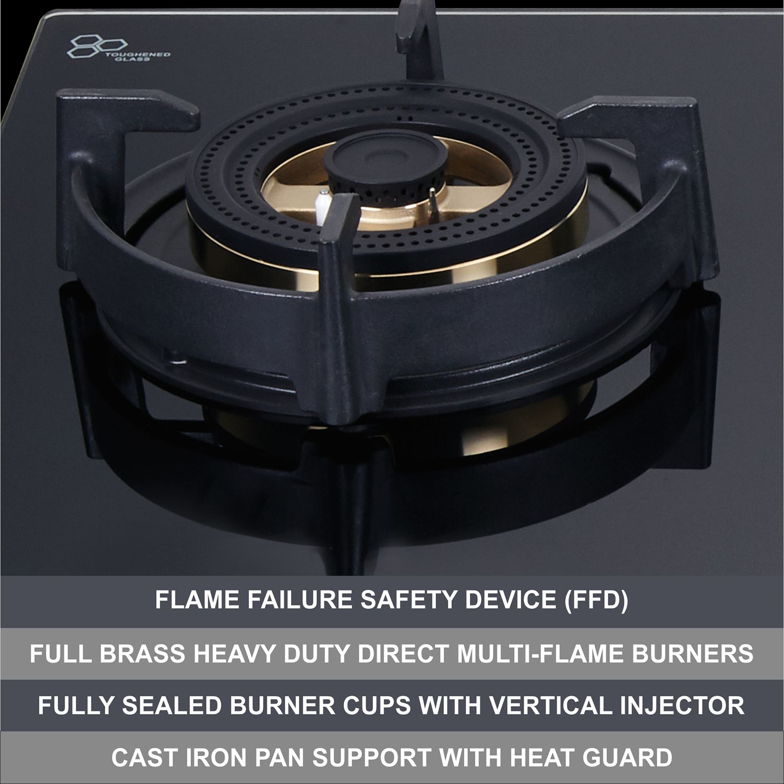 elica FLEXI DFS FB MFC 4B 75 FFD Glass Top 4 Burners Automatic Hob (Flame Failure Device, Black Glass)_4