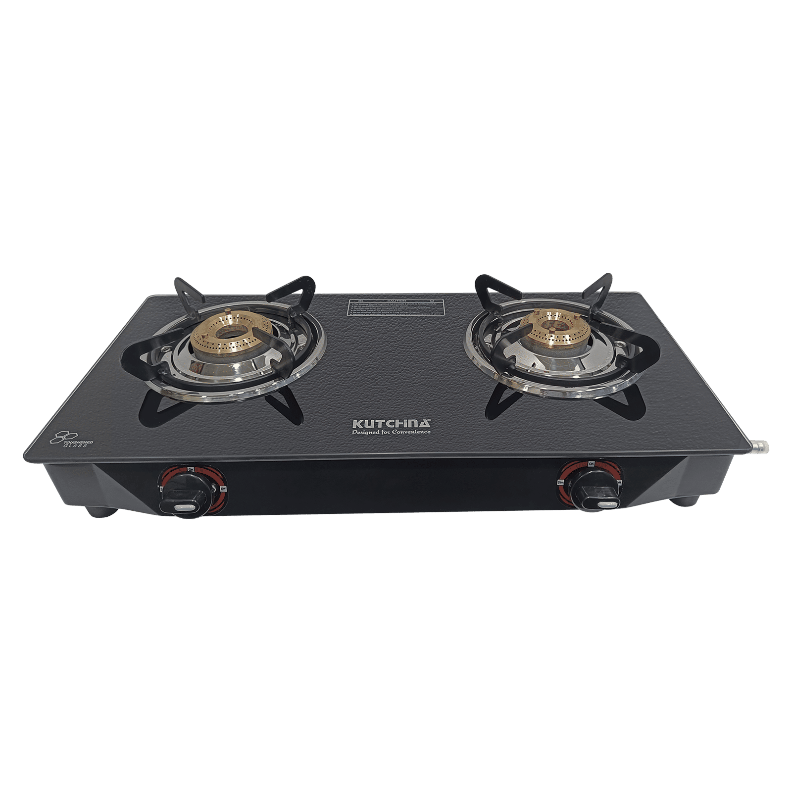 Kutchina CT ECO 2B Toughened Glass Top 2 Burner Manual Gas Stove (Euro Coated Thick Pan Support, Black)_4