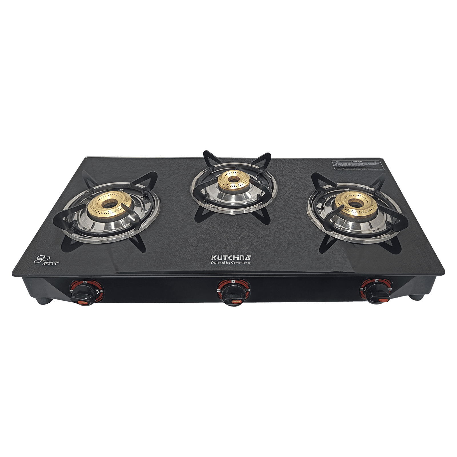 Kutchina CT ECO 3B Toughened Glass Top 3 Burner Manual Gas Stove (Euro Coated Thick Pan Support, Black) Kutchina CT ECO 3B Toughened Glass Top 3 Burner Manual Gas Stove (Euro Coated Thick Pan Support, Black)_4