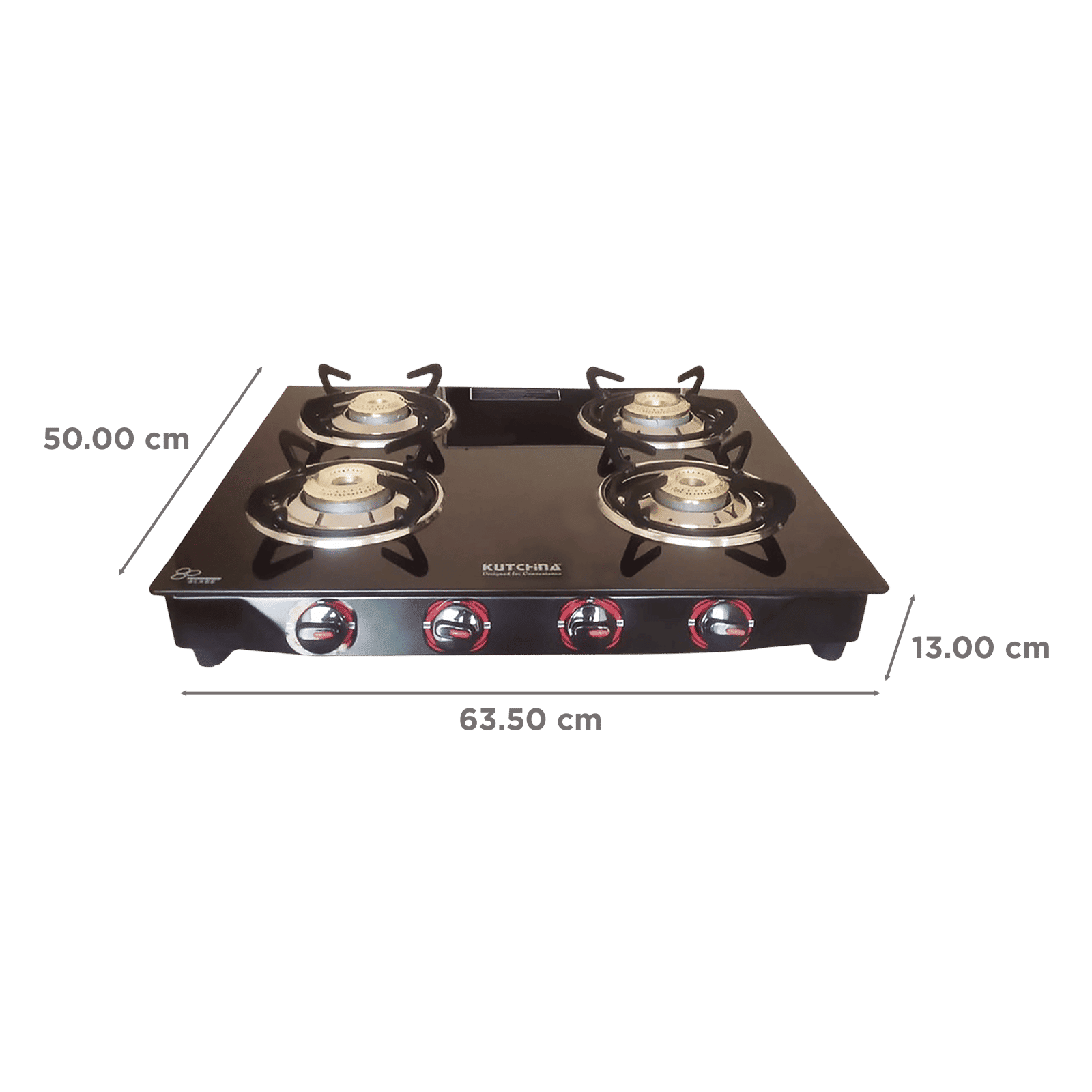 Kutchina CT ECO 4B Toughened Glass Top 4 Burner Manual Gas Stove (Euro Coated Thick Pan Support, Black) Kutchina CT ECO 4B Toughened Glass Top 4 Burner Manual Gas Stove (Euro Coated Thick Pan Support, Black)_2